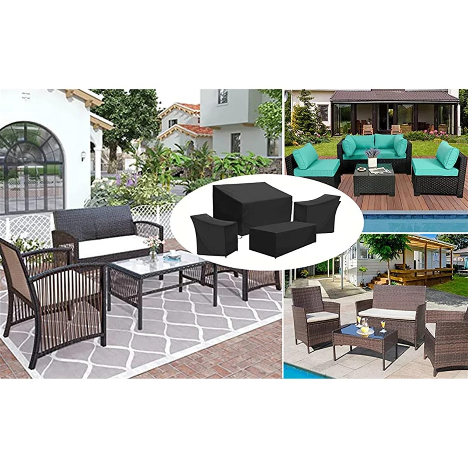 Copri Sedie Esterno Copertura for mobili da 4 Pezzi, Set di coperture for mobili da Giardino Impermeabile Impermeabile(Silver 4pcs)
