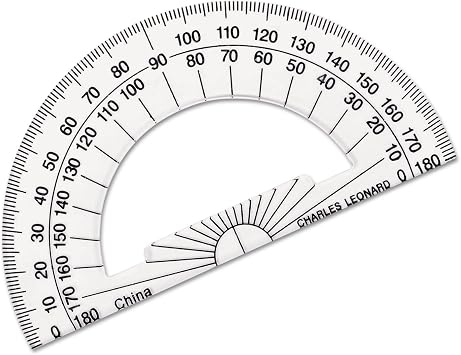 Charles Leonard Inc. Protractor, 4 Inch Open Center, Clear Plastic 77104