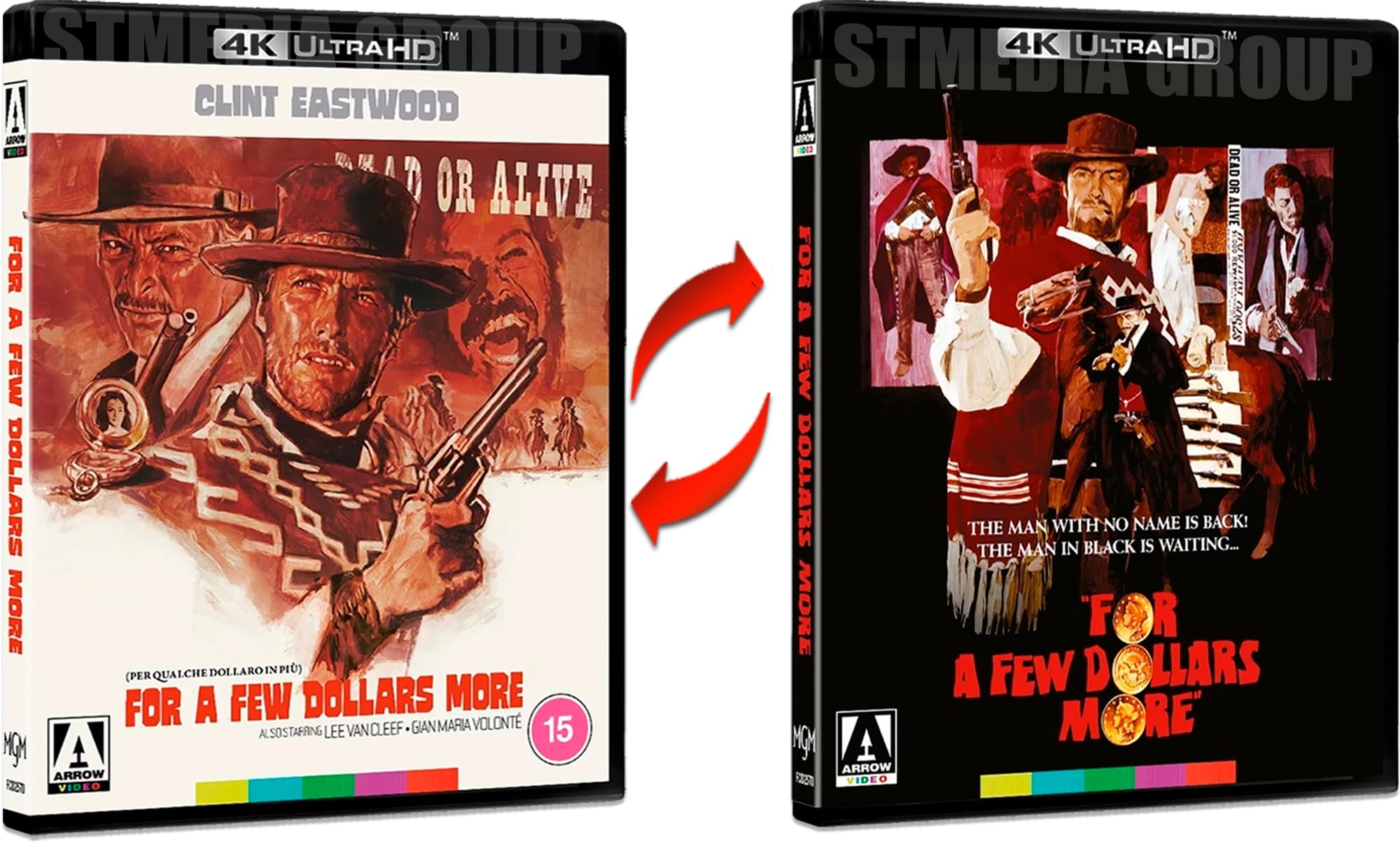 Clint Eastwood: The Dollars Trilogy – A Fistful of Dollars / For a Few Dollars More / The Good, the Bad and the Ugly (Special Edition, Reversible Cover, 7-Disc Set) [4K UHD + Blu-ray] [Region Free]