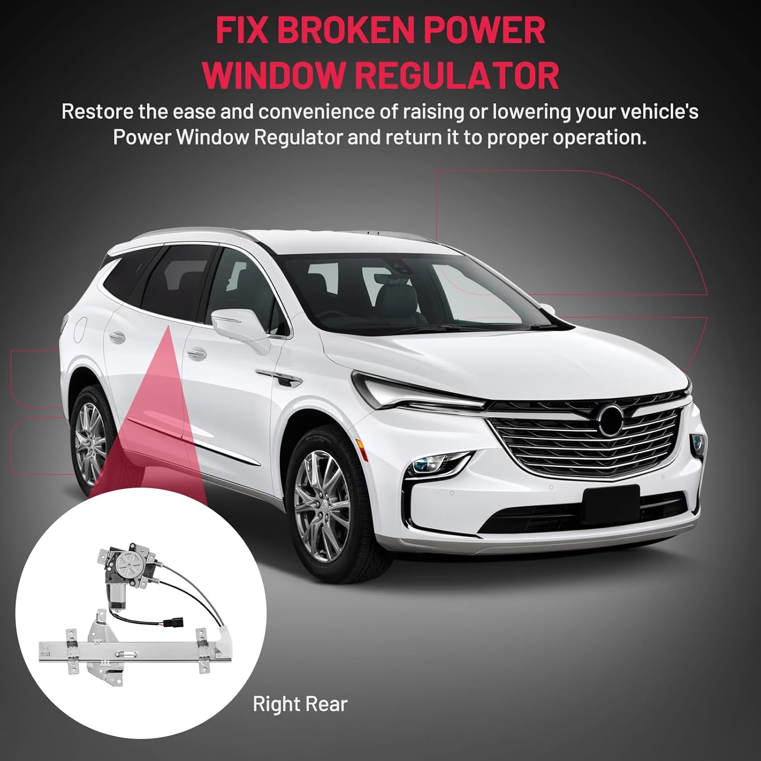 BDFHYK 741-709 Power Window Regulator with Motor Rear Right for 1997-2005 Buick Century 1998-2002 Oldsmobile Intrigue 1997-2004 Buick Regal