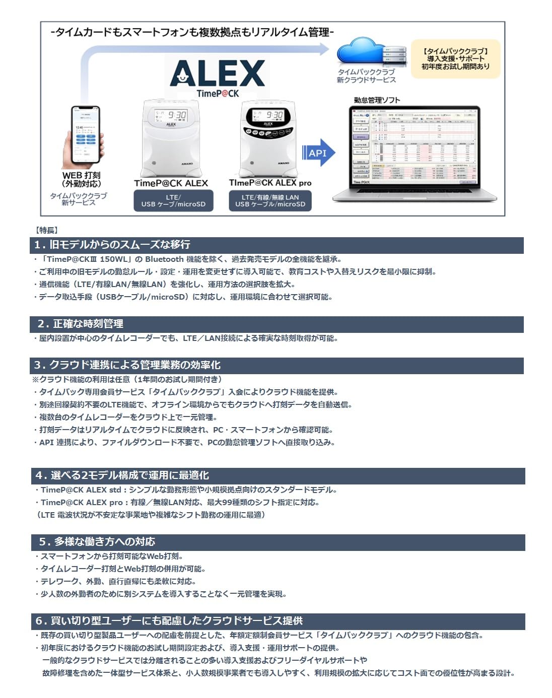 Amazon | アマノ 勤怠管理ソフト付き タイムレコーダー TimeP＠CK ALEX