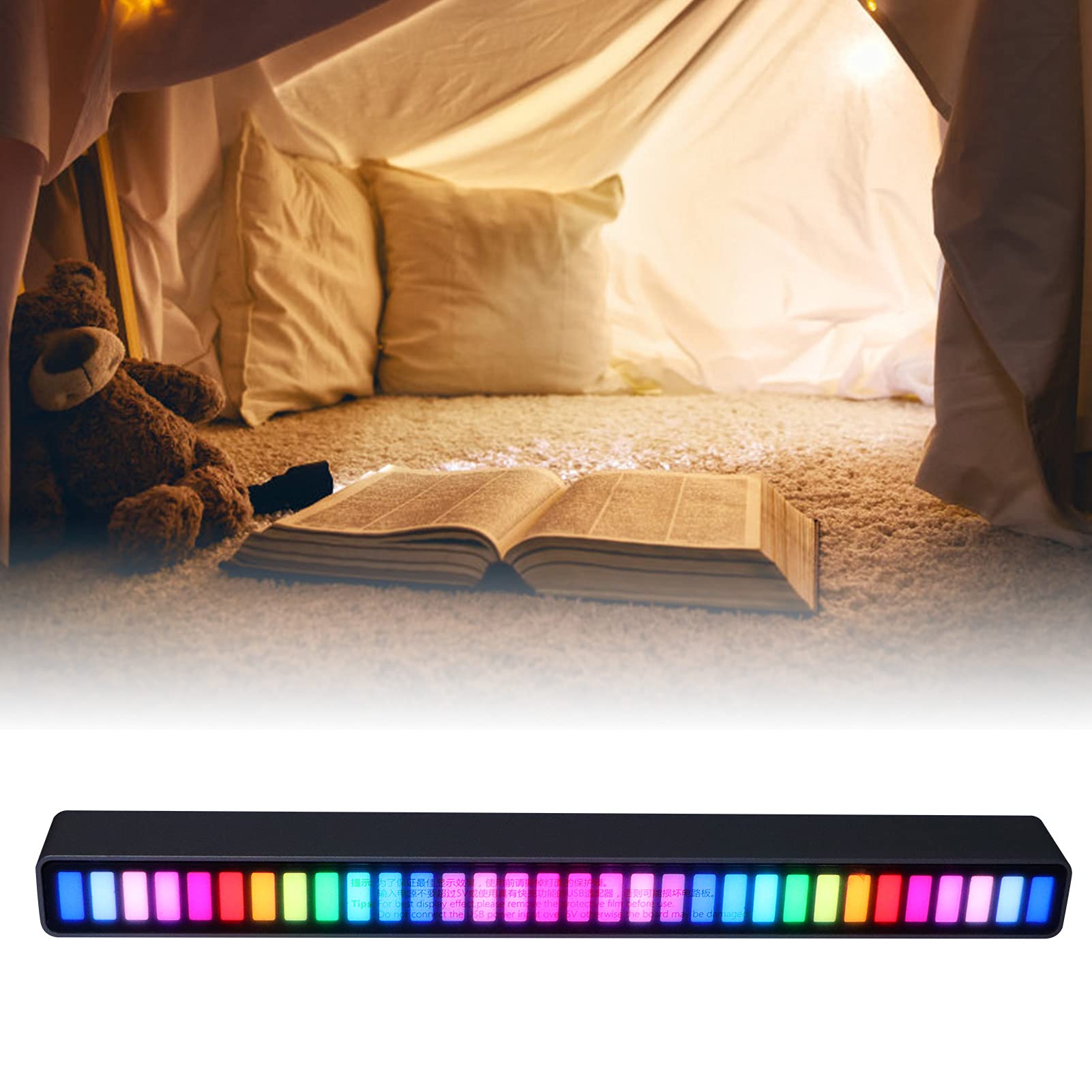 Barra Luminosa Ritmica, Luce Ambientale Colorata per il Controllo del Suono per la Decorazione Dell'auto, Plug-in USB Moderno Argento, Adatta per gli Amanti della Musica