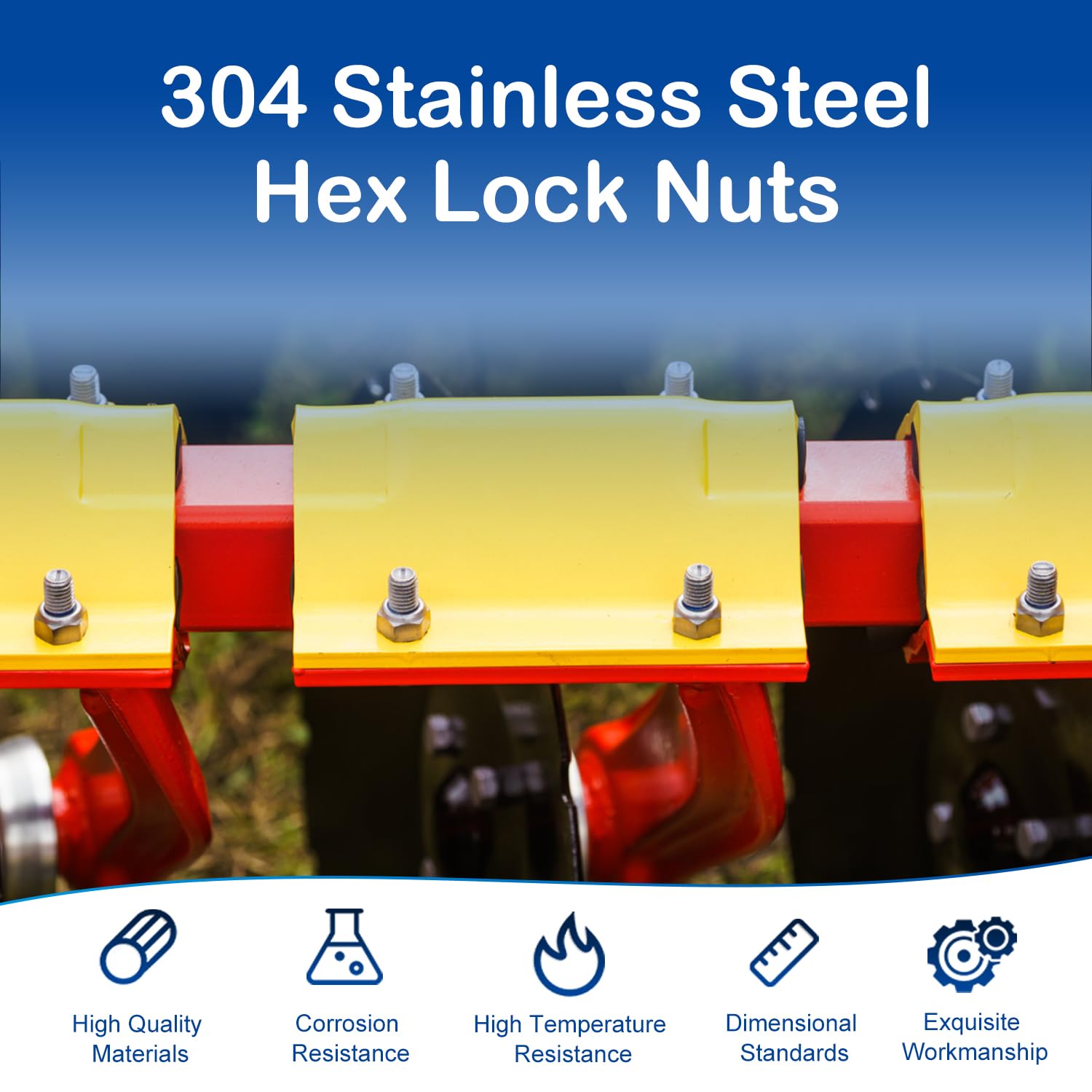 15Pcs M10 x 1.5mm Lock Nuts Nylon Insert Hex Locknuts Self-Lock Nylock Nut 304 Stainless Steel 18-8 DIN985 Hex Drive Plain Finish for Industrial Construction Fasteners