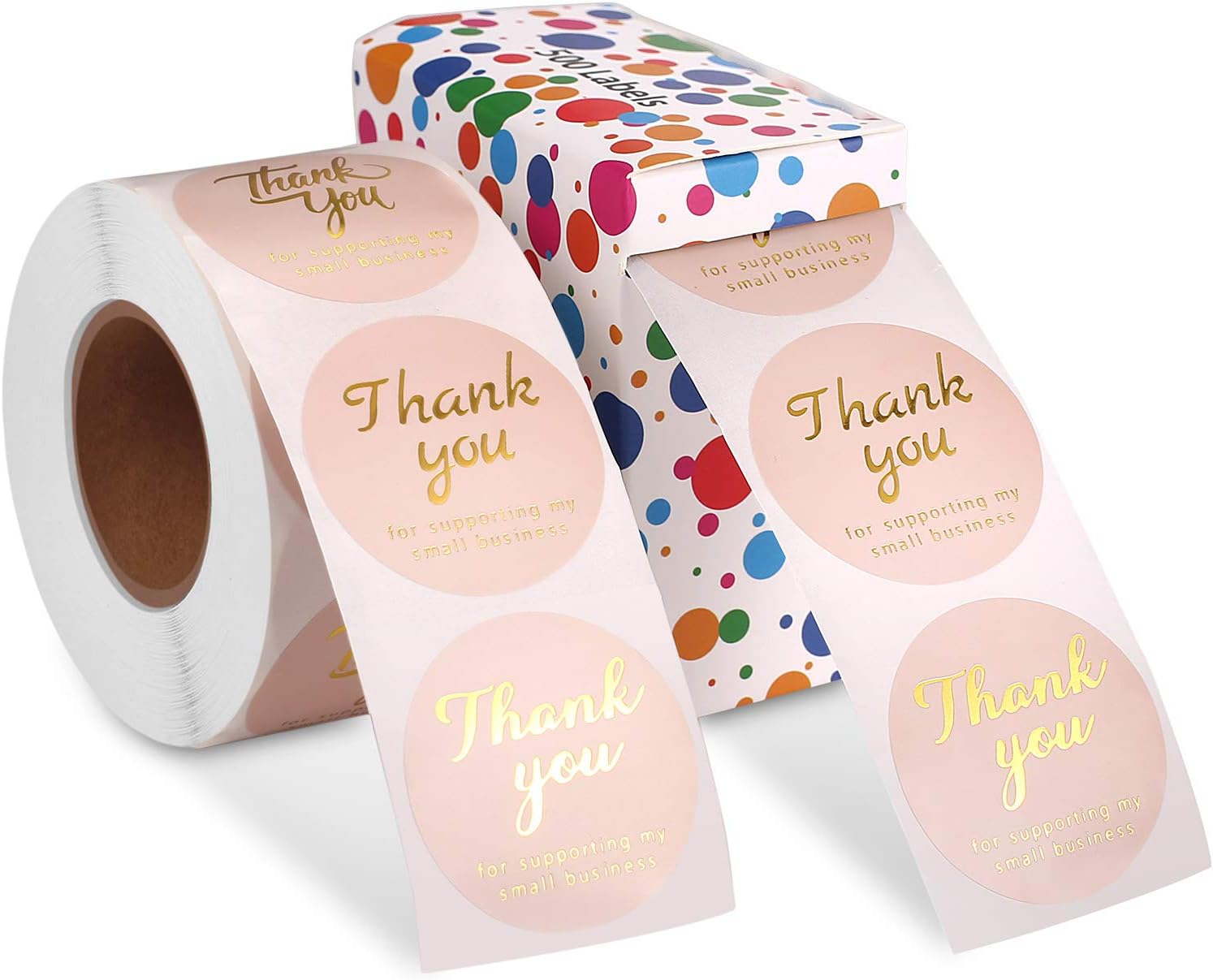 1.5 INCH Thank You Stickers Roll,4 Designs Gold Front 500 Labels, Custom Stickers,Best for Small Business Owner (Champagne-1.5inch)
