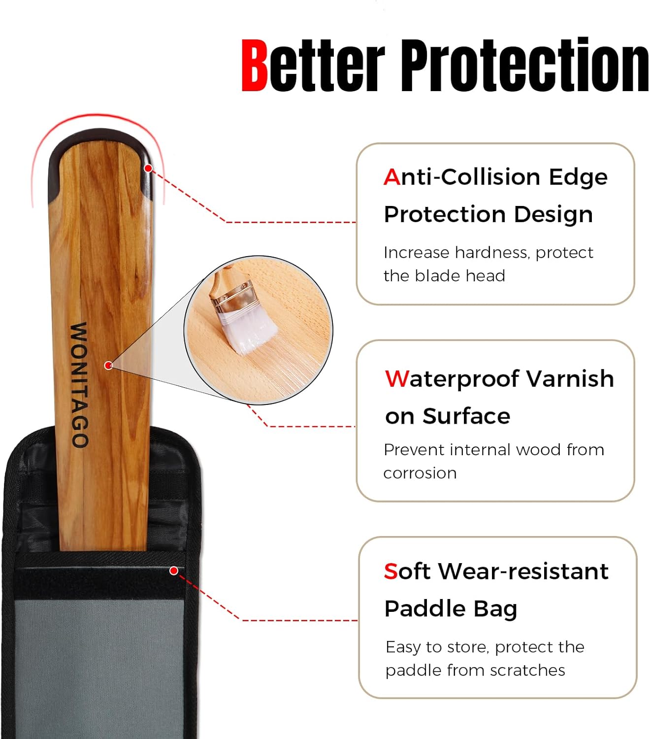 Wood (Cedar) Greenland Paddle with Anti-Collision Edge and Paddle Bag, Wooden Greenland Kayak Paddle, 84"-88"