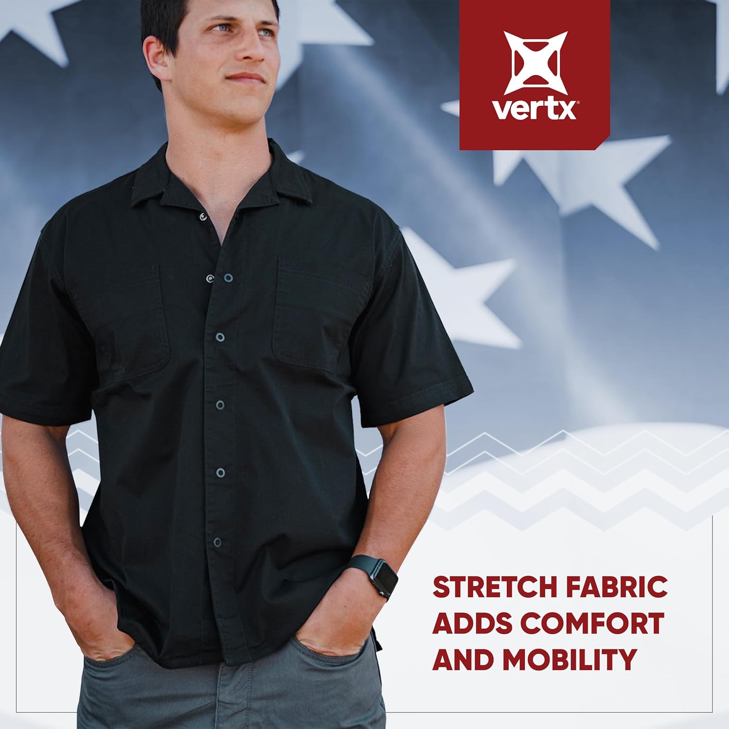 Vertx Dadeland CCW Mens Concealed Carry Tactical Shirt, Stretch Fabric for Outdoors, Relaxed-Fit - Image 5