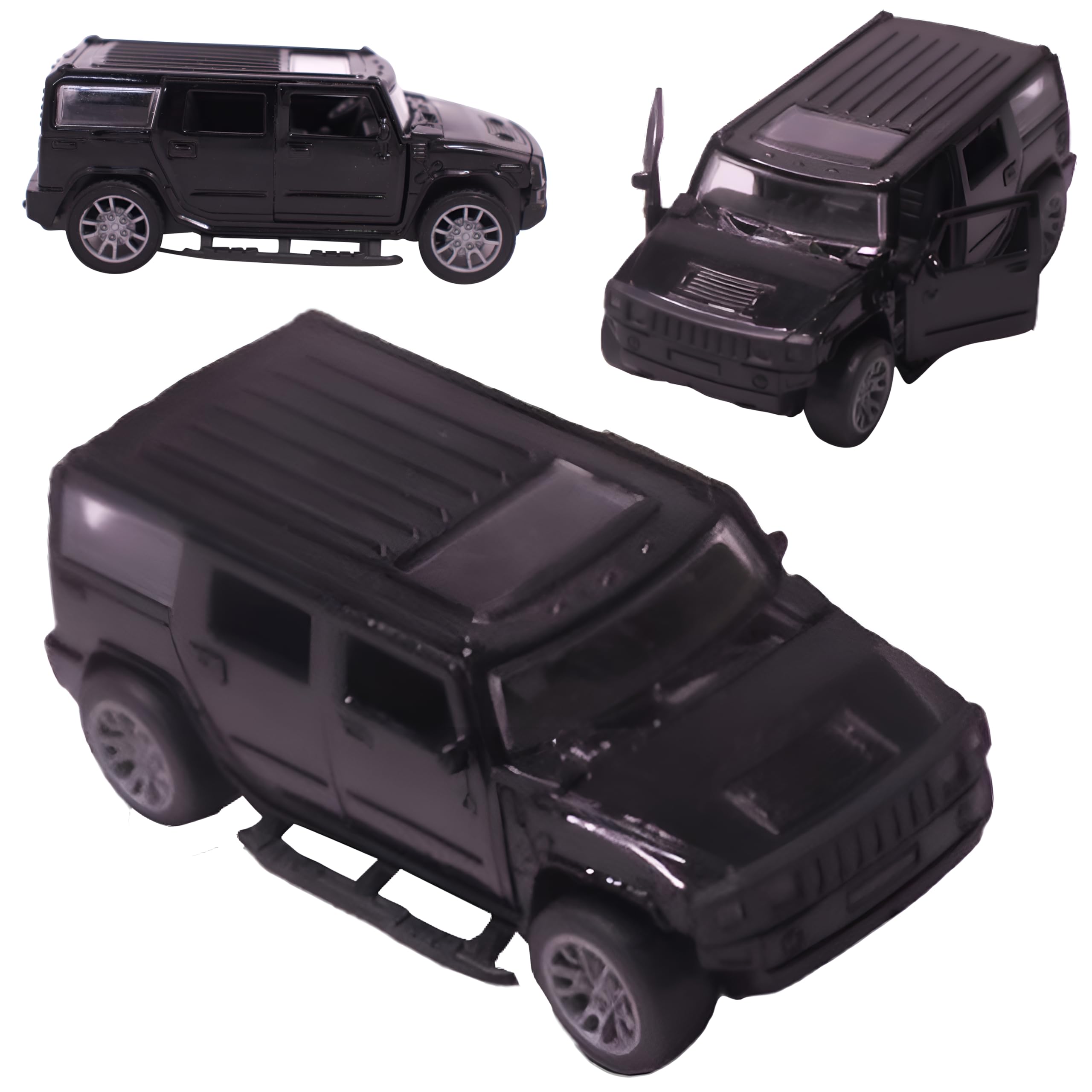 Toy Cloud DieCast Model Cars Hummer Metal Car for Kids Pull Back Action Opening Doors Toy Cars for Boys 5-8 Years - Black
