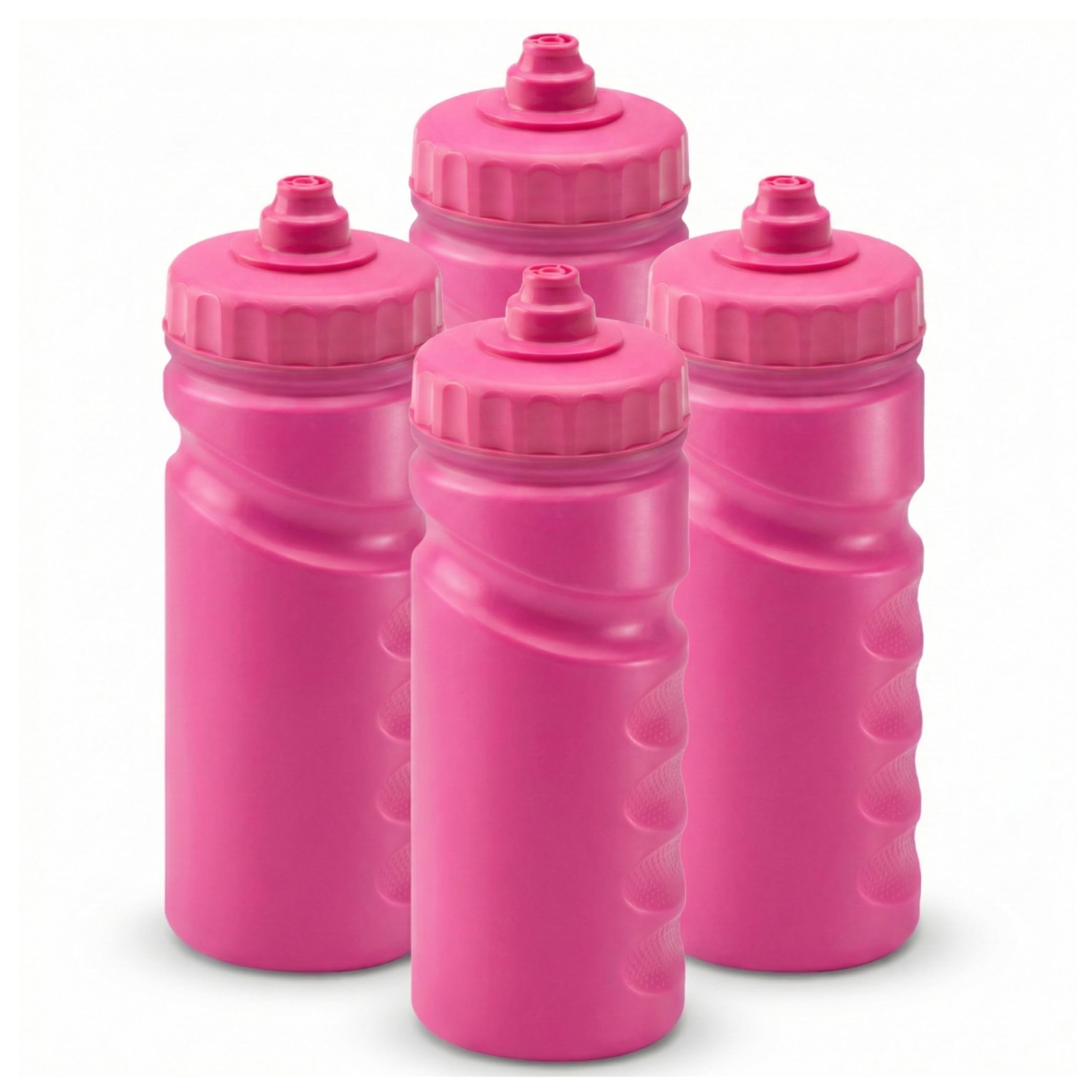Foxberry 500ml Reusable Water Bottles - 4x Multipack - Hands Free Lid - Spill Proof and Leak Proof Spout - BPA Free - Dishwasher Safe - Kids - School - Sports - Clubs (All Pink)