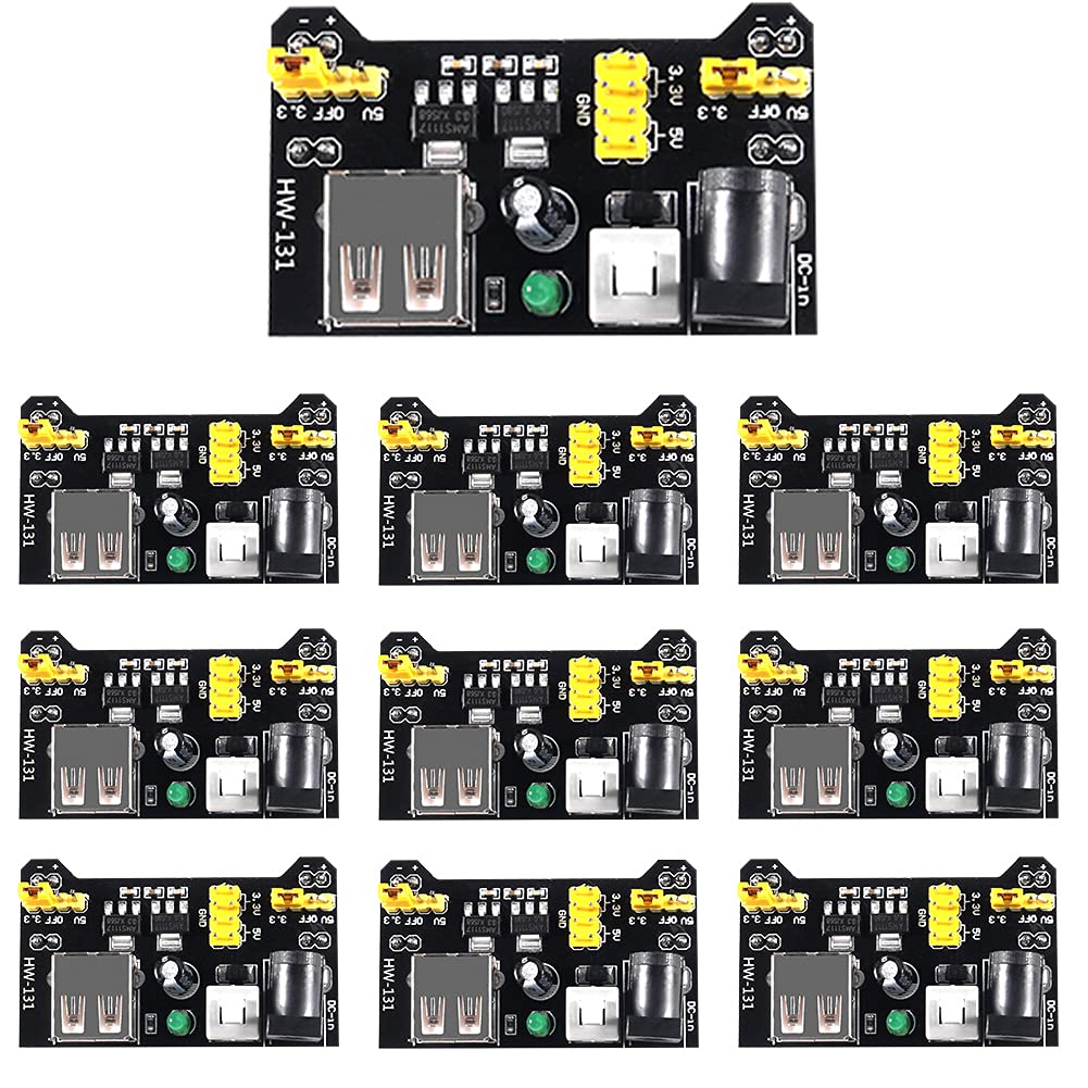 10PCS 3.3V 5V Power Supply Module for MB102 102 Prototype Breadboard DC 6.5-12V or USB Power Supply Module