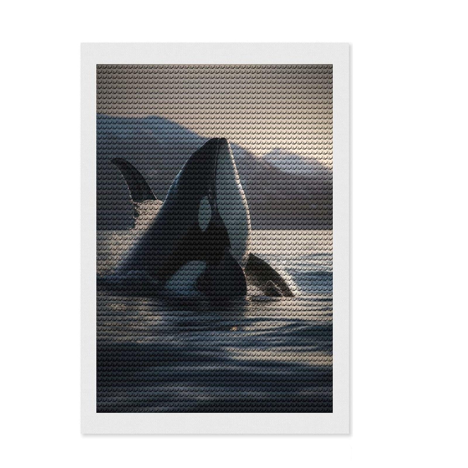Junmoney Regal Orca Diamond Art Canvas 8"x12", for Beginners, Easy to Enjoy, Cosy Home Accent, Christmas Gift, Enjoyable At-Home Hobby