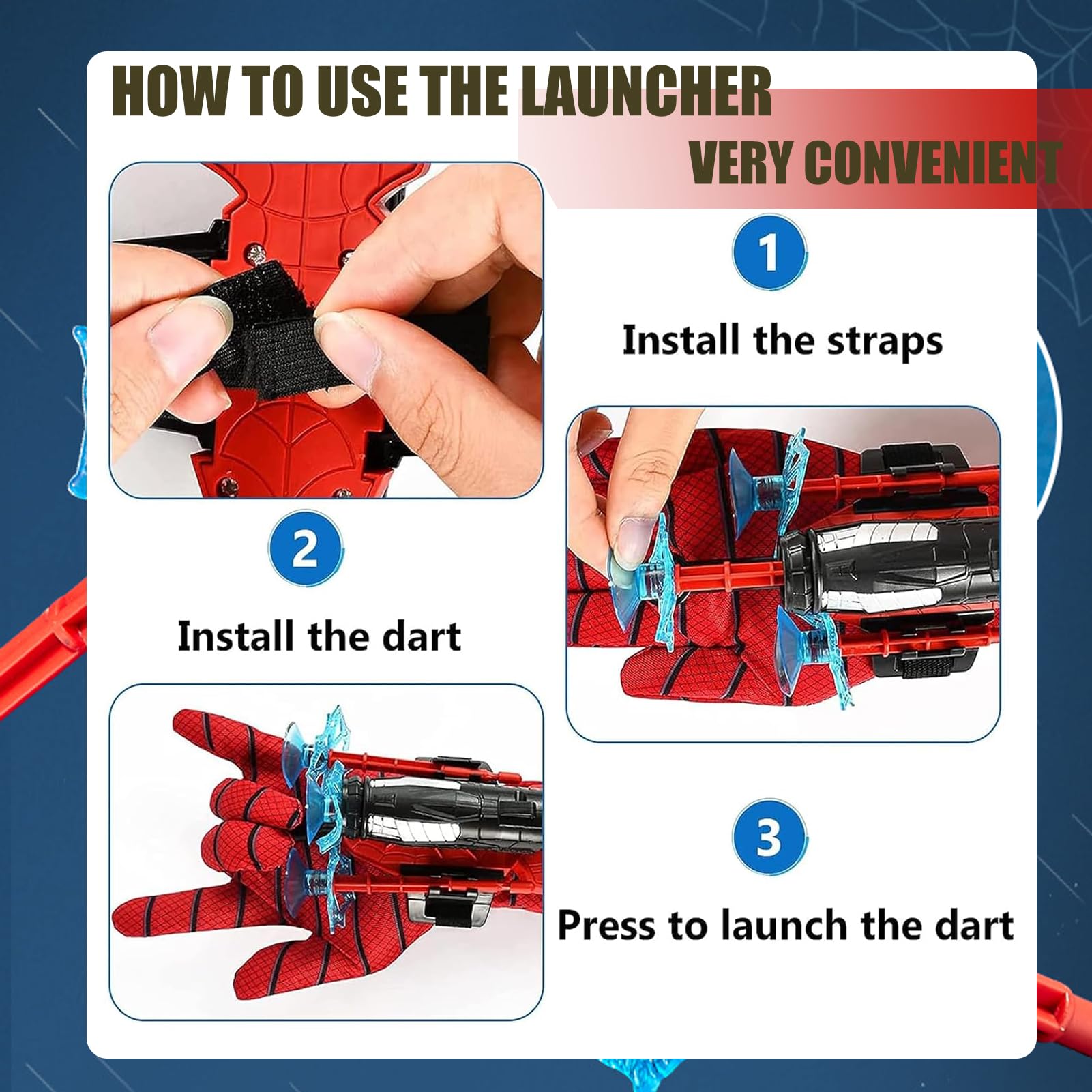 YKHSUAOU Set di 2 Guanti Spiderman Launcher Glove Spider Launcher Glove Guanto Spiderman per Bambini Guanto di Spiderman spara ragnatele Guanti Launcher per Giochi Spiderman Glove Launcher Set