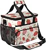 Large Lunch Bag Women Insulated, Portable Cooler Bags Insulated for Travel, Men Lunch Box with Compartments, Lunch Tote Bag with Shoulder Strap for Work, Picnic White Strawberries