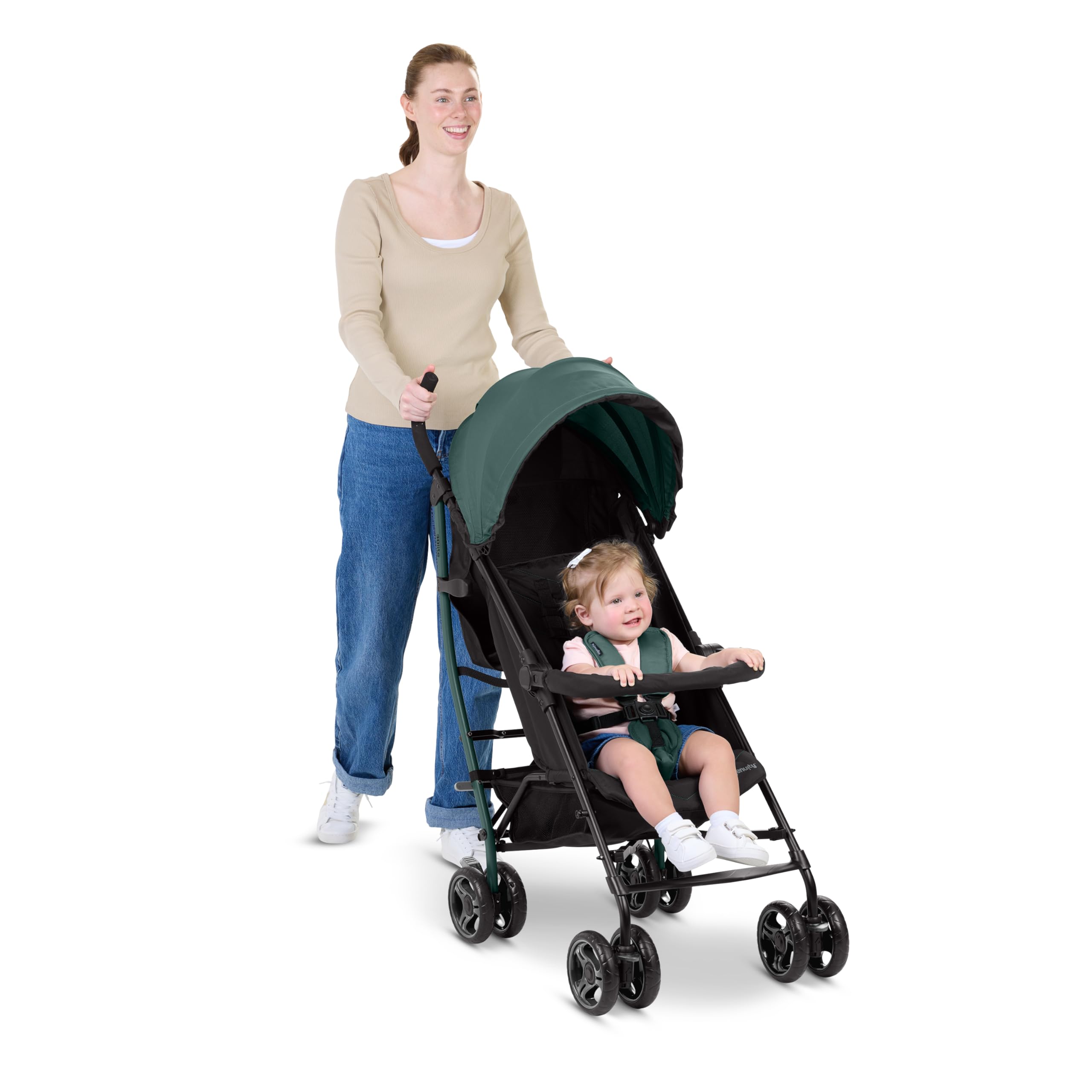 Ingenuity 3Dlite Jewel Convenience - Passeggino pieghevole leggero con compatibilità con seggiolino auto, tettoia extra large e contenitore
