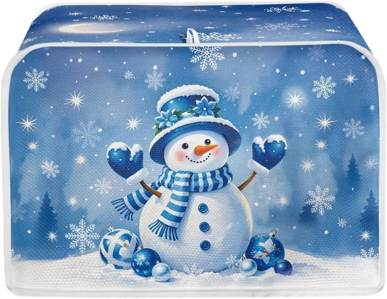 Toaster Covers 4 Slice, Bakeware Protector Stain Resistant Lightweight Kitchen Tool Bread Maker Covers Christmas Decor-Christmas Snowmans Blue