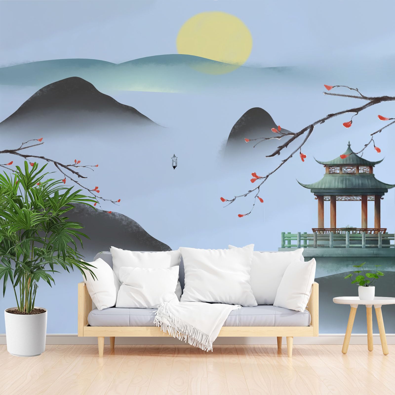 Papier Peint Intissé Paysage Montagnes Soleil Panoramique 3D 300x210 cm
