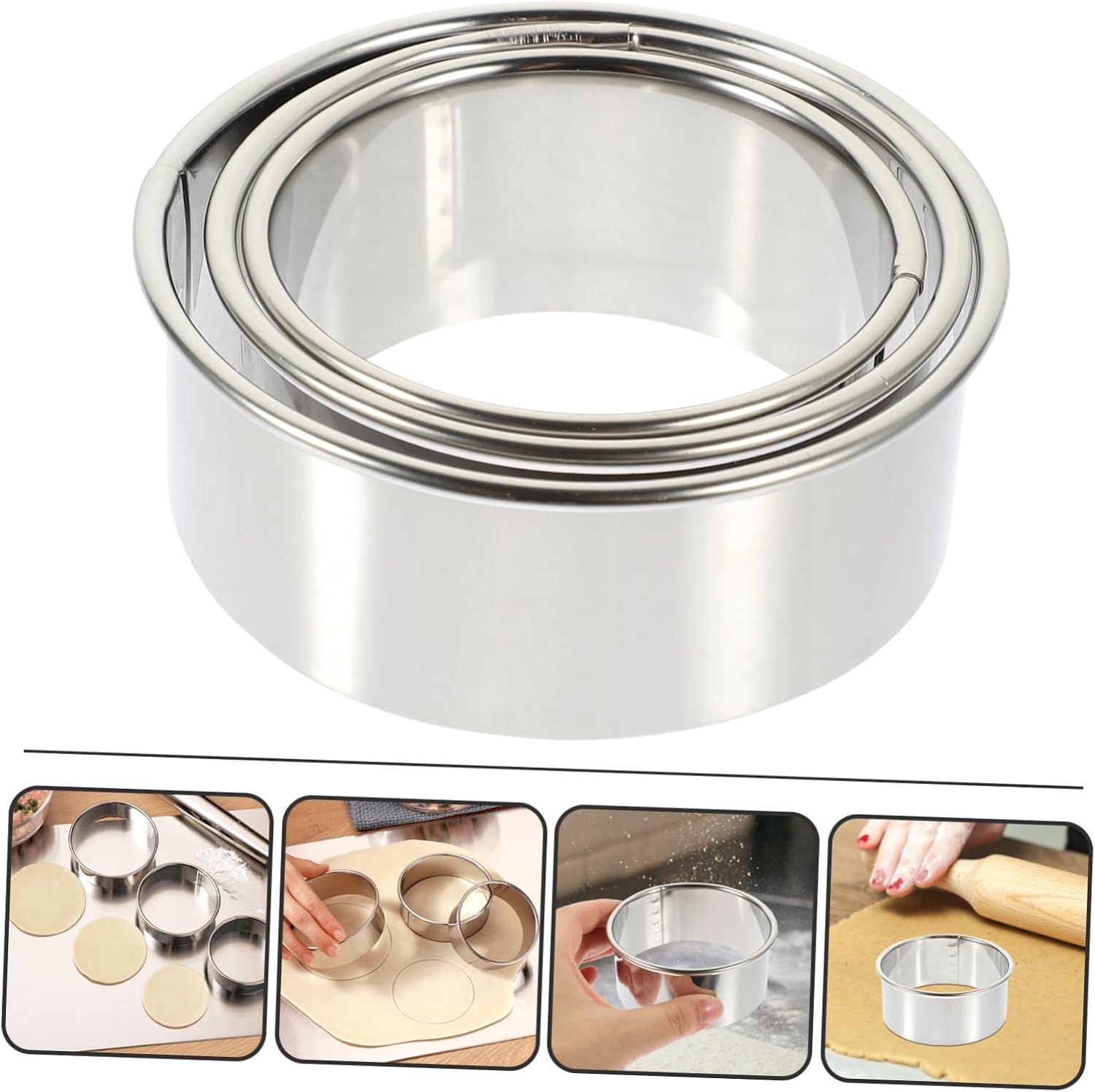 1 Set Dumpling Wrapper Mold Set Stainless Steel Dough Cutter for Round Dumpling Covers for Home Kitchen and Restaurant Use