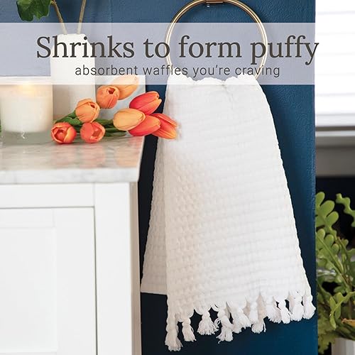 Miniatura 3 de GILDEN TREE Toallas de mano decorativas de gofre para baño, 20 x 35 pulgadas, grandes, toalla de secado rápido, paquete de 2, estilo moderno (blanco)