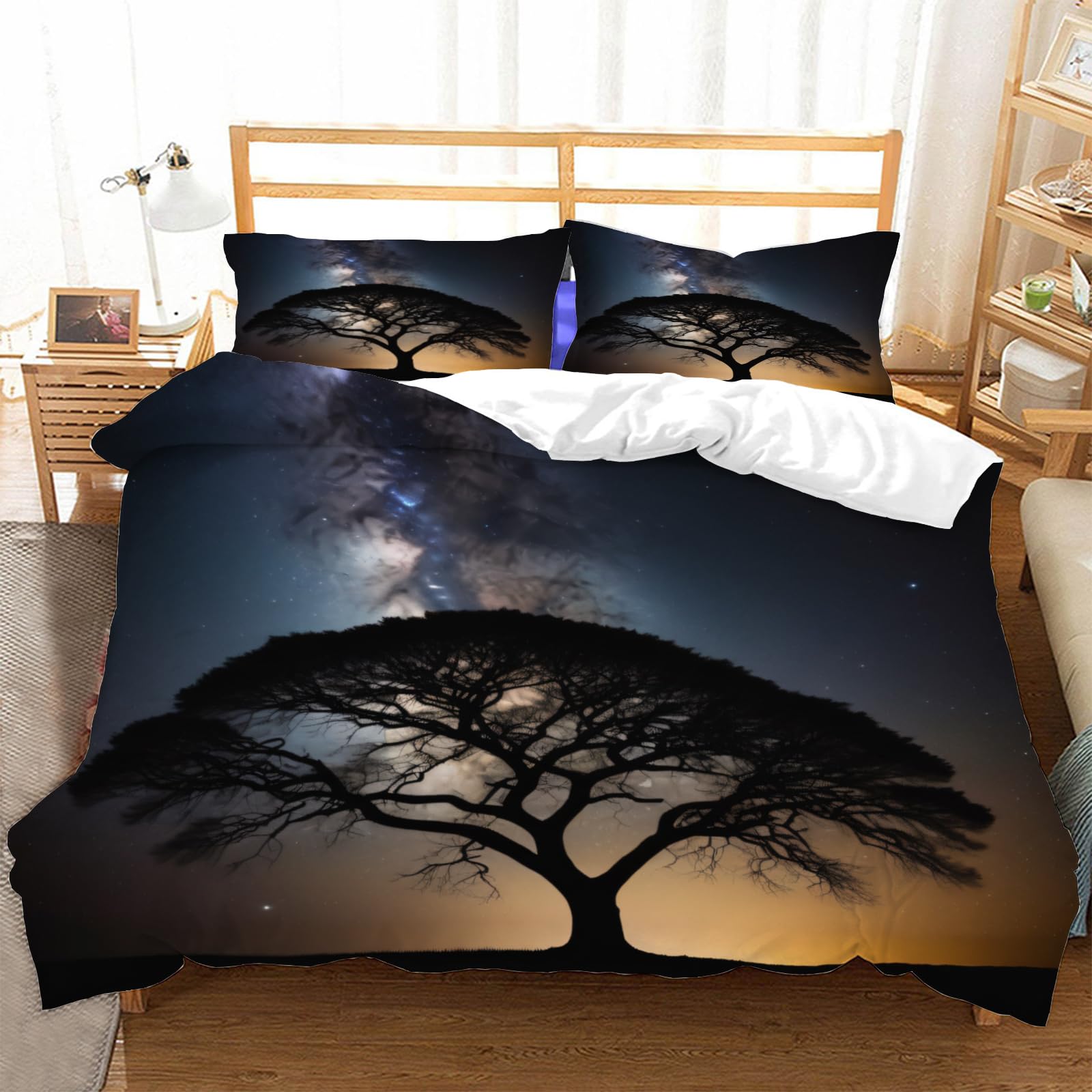 Housse de Couette 240x260 Étoilée Facile à Enfiler pour Sommeil Réparateur