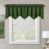 Vista 30 de StangH Cortinas decorativas de lujo, cenefa azul con bloqueo de luz, cenefa festoneada para ventana pequeña con bolsillo sólido para barra, cortina