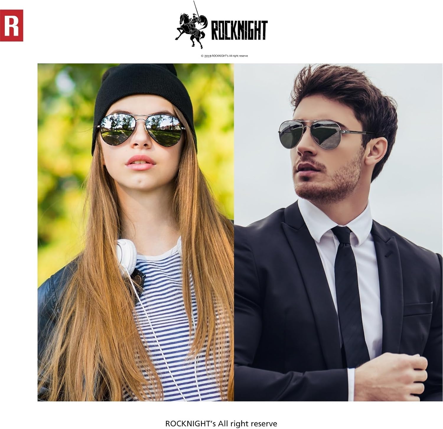 ROCKNIGHT Polarized Aviator Sunglasses for Men Women Metal Flat Top Sunglasses lightweight Driving UV400 Outdoor 58mm - Image 2