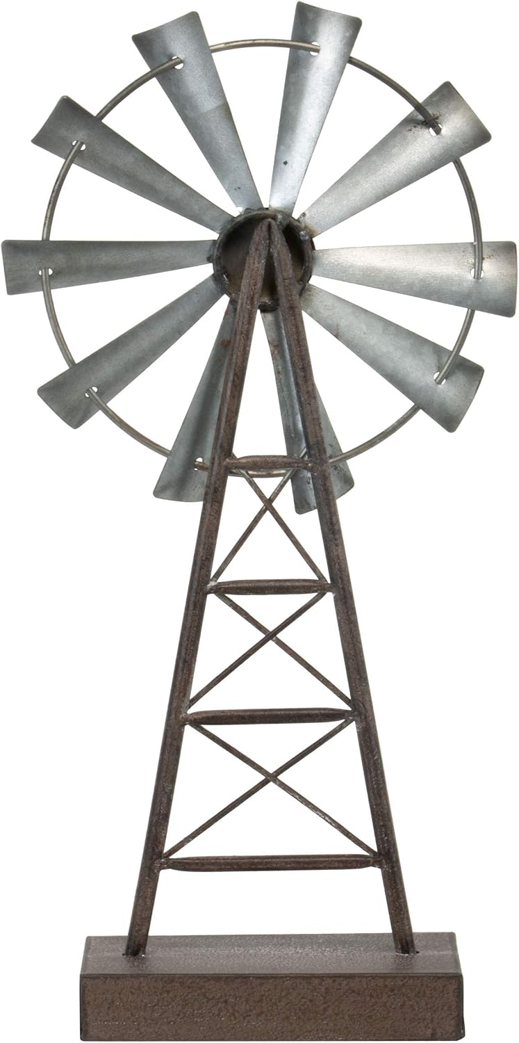 Foreside Home & Garden Large Metal Distressed Windmill Table Decor