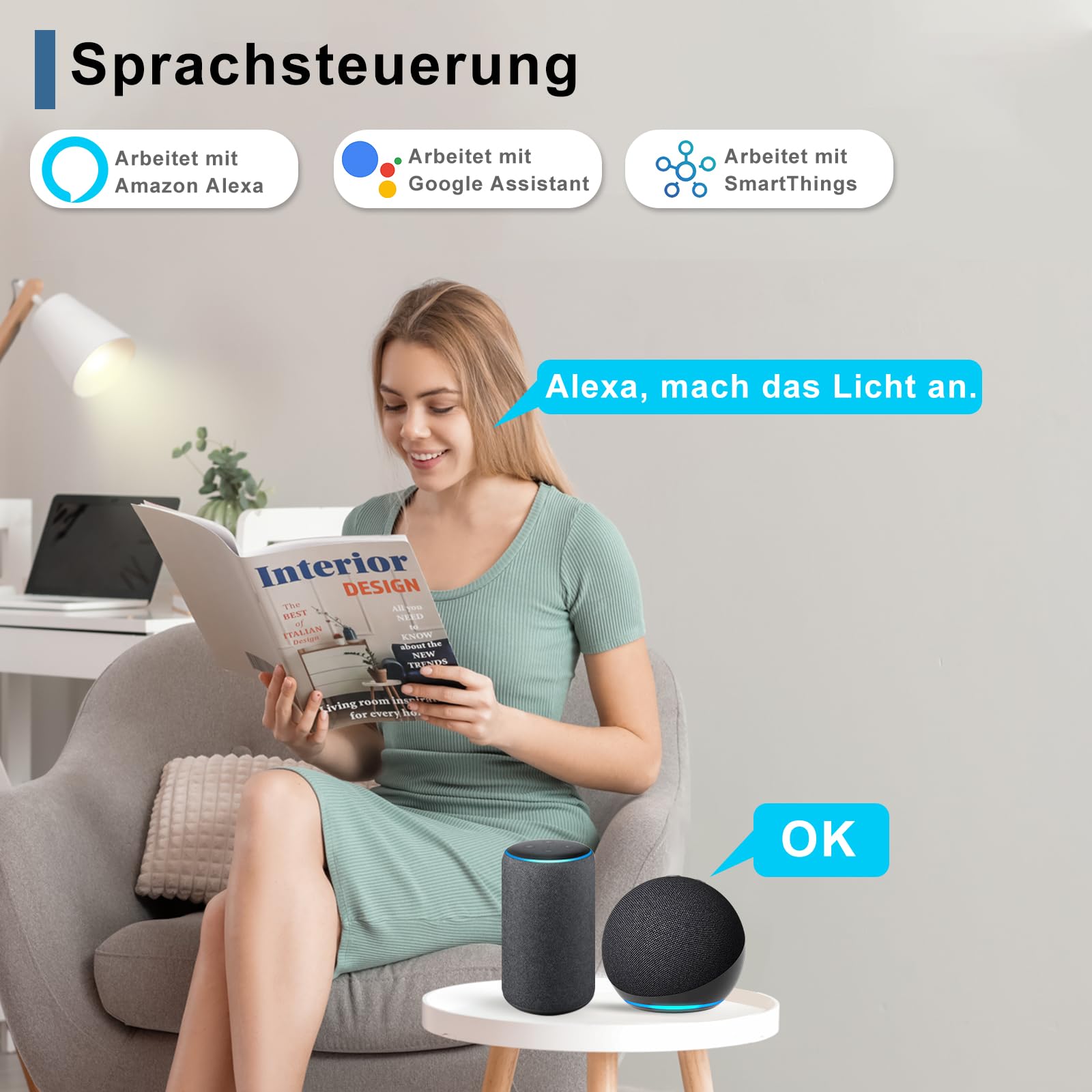 CNBINGO Toma de Corriente Inteligente WLAN con medición de Potencia, Funciona con Alexa, Google Assistant, Mini Enchufe WiFi con Temporizador y Control por Voz, Enchufe d