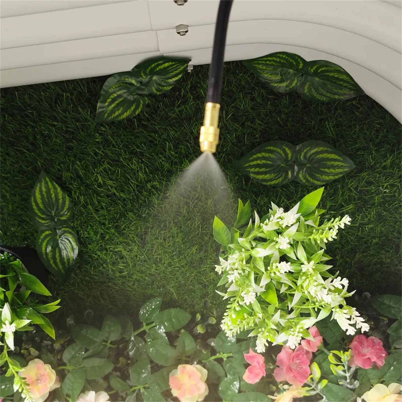 Nebulizzatore Giardino da Esterno, Kit di nebulizzazione con 24v Silent Pump & Ugelli Regolabili & Flessibile Misting Line & Filter, Sisteme di Raffreddamento for Patio
