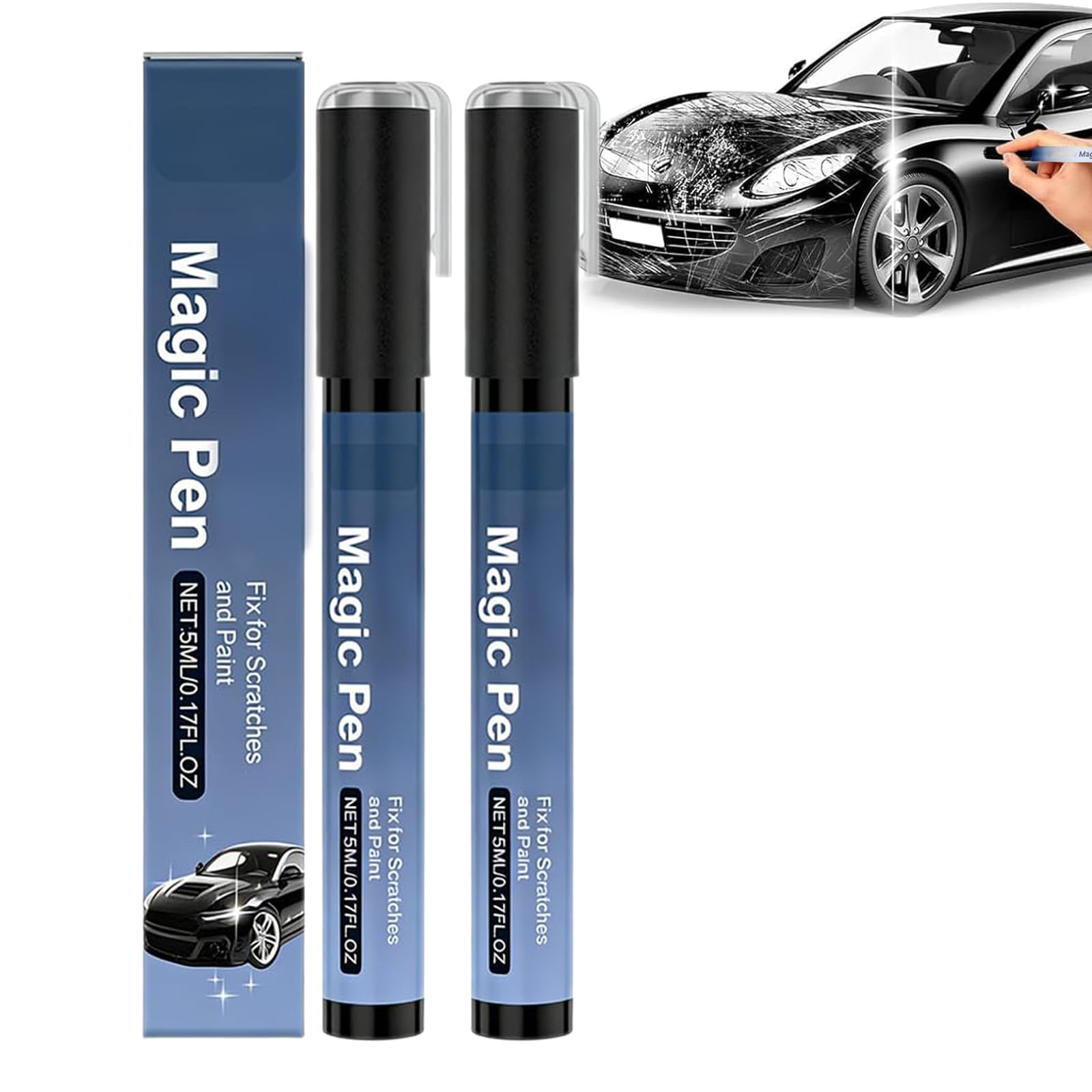 Magic Car Scratch Remover Pen Any Color, Magic Car Scratch Pen, 2026 New Magic Cars Scratch Removal Pens, Weatherproof Touch up Paint Pens, Quick and Easy Fix Auto Repair (2 Set)
