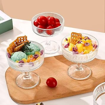 Dessertgläser Glas Eisbecher Glasschale Dessertschalen mit Fuß