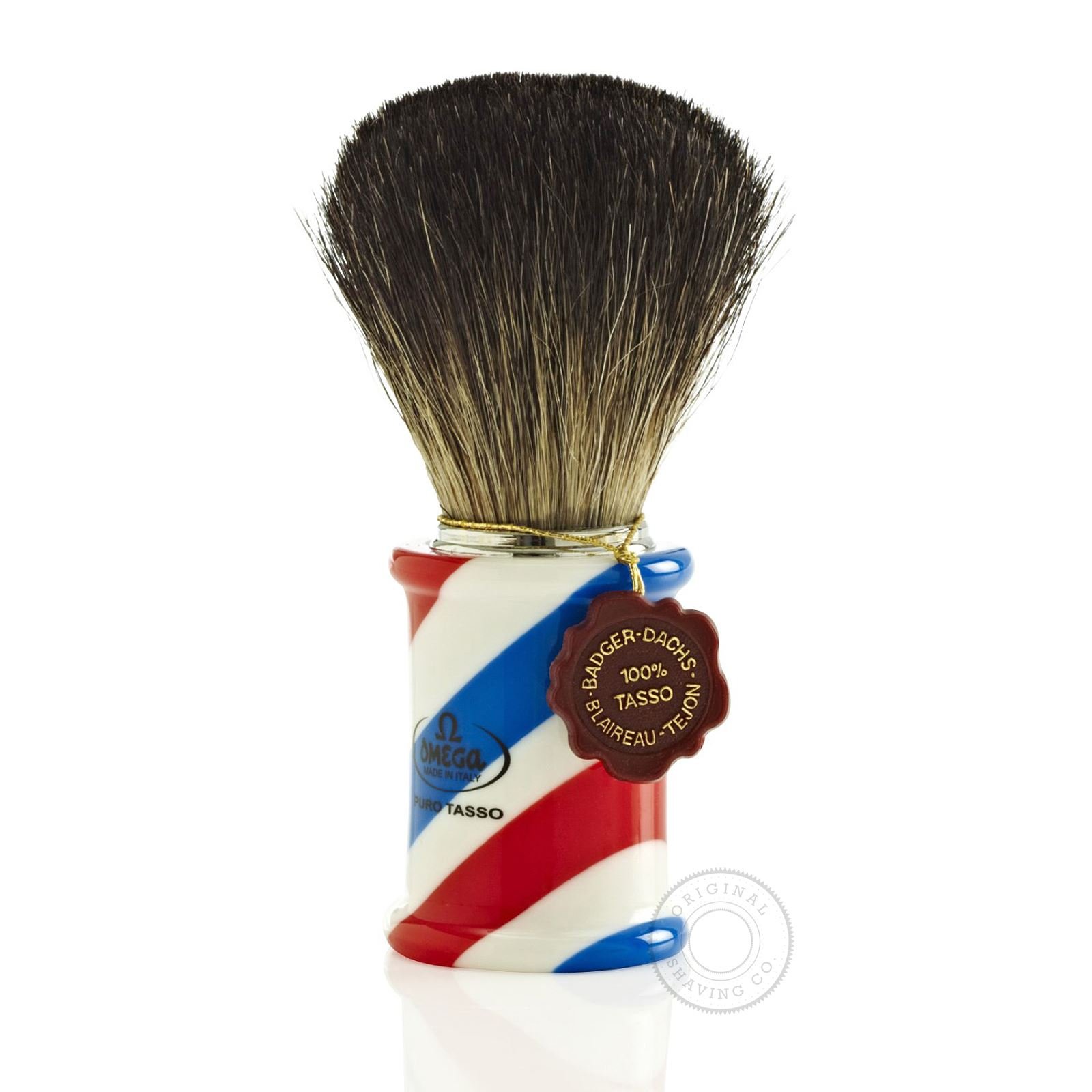 Pędzel do golenia Black Borsuk "Barber Pole" Omega