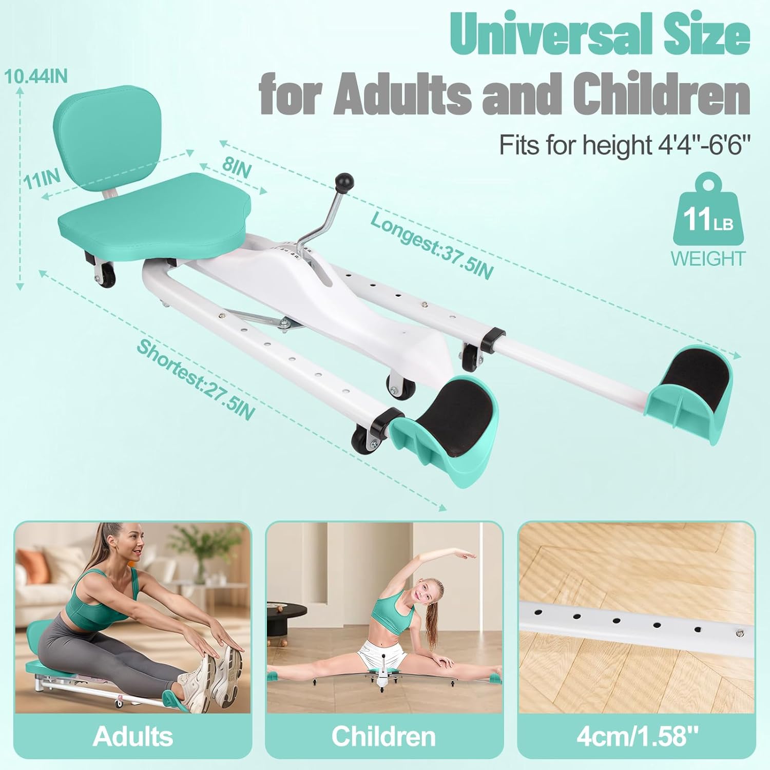 Leg Stretcher Split Machine with Backrest, Adjustable 0-190° Splits Trainer for Flexibility, 330lb Capacity Stretching Equipment for Ballet Yoga Dance Gymnastics, Home Gym Fitness Equipment