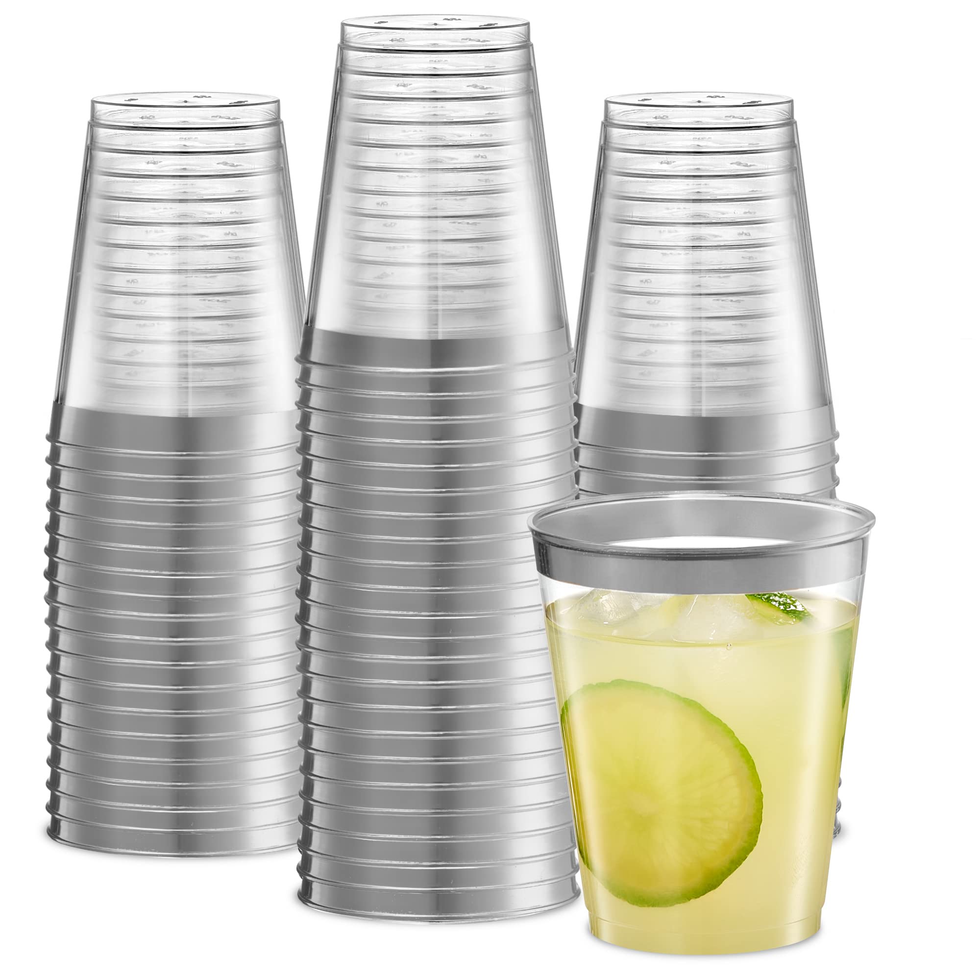 PLASTICPRO Disposable 8 oz Crystal Clear Plastic Tumblers With Gold Rim for Party's & Weddings pack of 50 — Amazon image 10