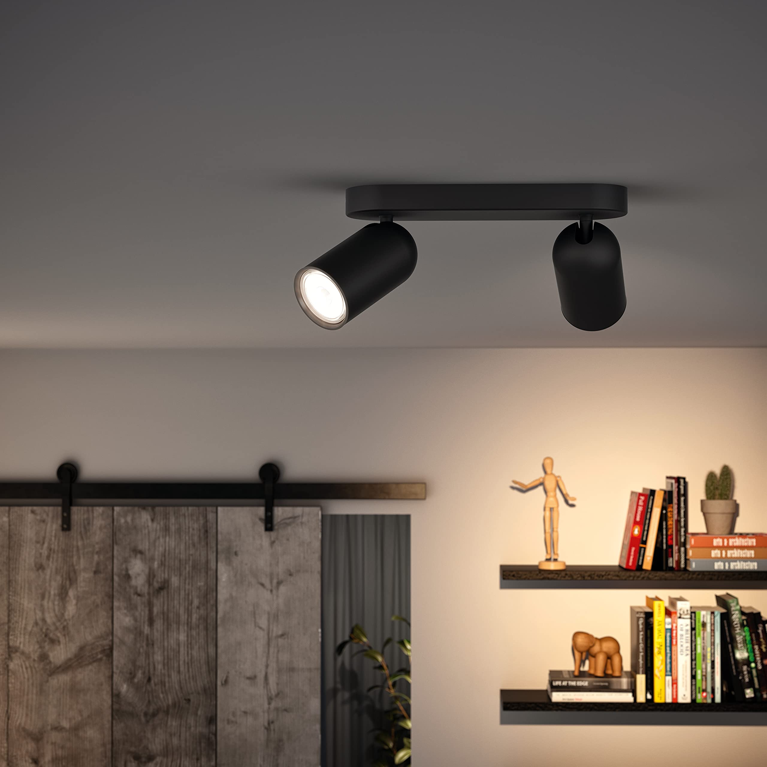 Philips myLiving Pongee Aufbaustrahler - Schwarz - 2 flammige Spots - Spots Oberfläche inkl. WiZ GU10 - Warmweiß bis kaltweißes Licht - Bluetooth