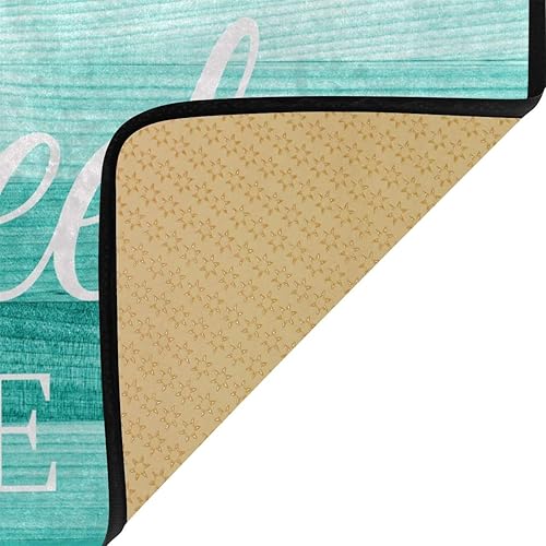 Miniatura 6 de Emelivor Tapete de cocina de girasol lavable, tapete de cocina de madera turquesa para el suelo, hogar, dulce hogar, cojín antifatiga, tapete cómodo