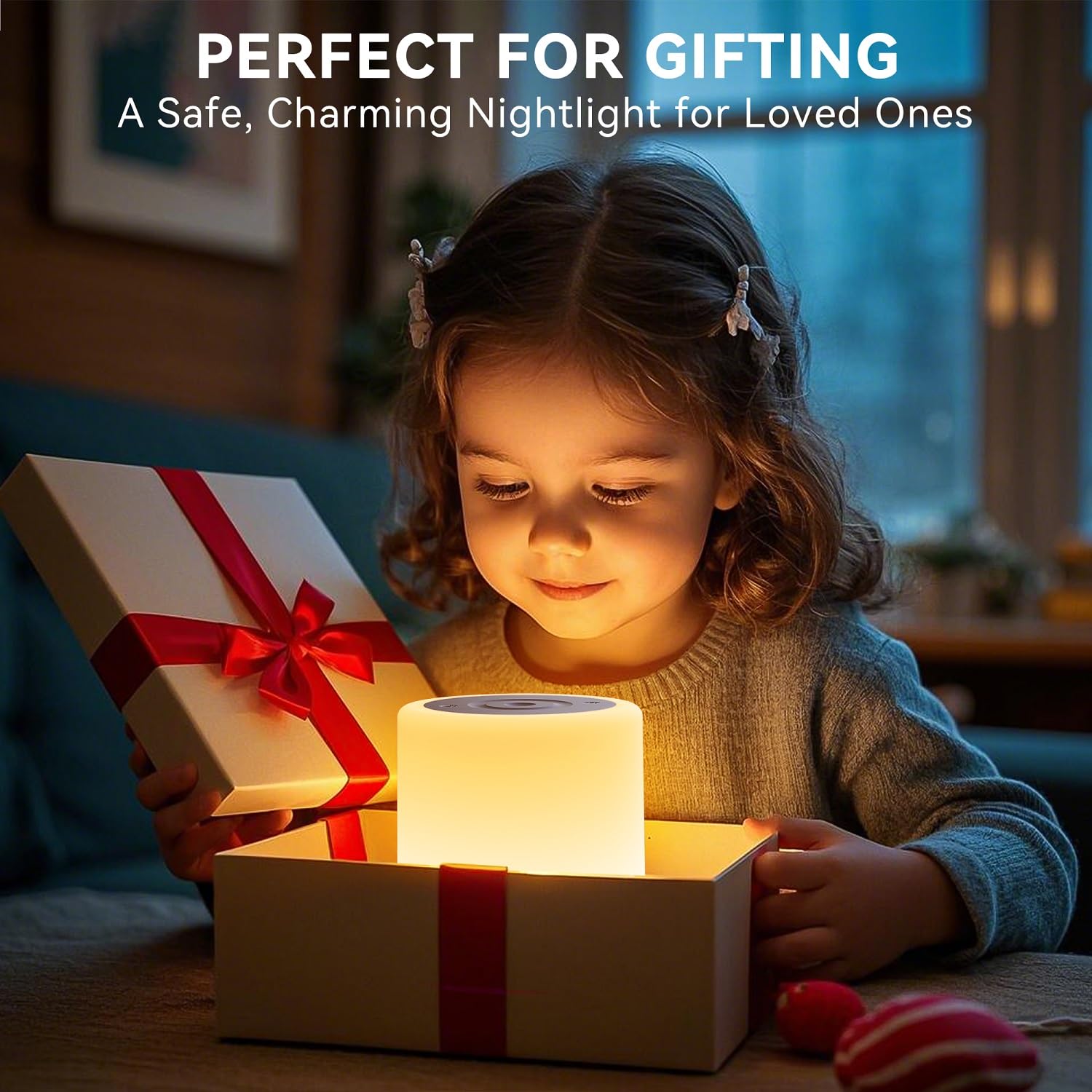 Luz nocturna para niños y bebés, lámpara táctil regulable para guardería, 11 colores RGB, 5 brillo, lámpara de mesita de noche recargable portátil para mesita de noche, luz nocturna para niños 6