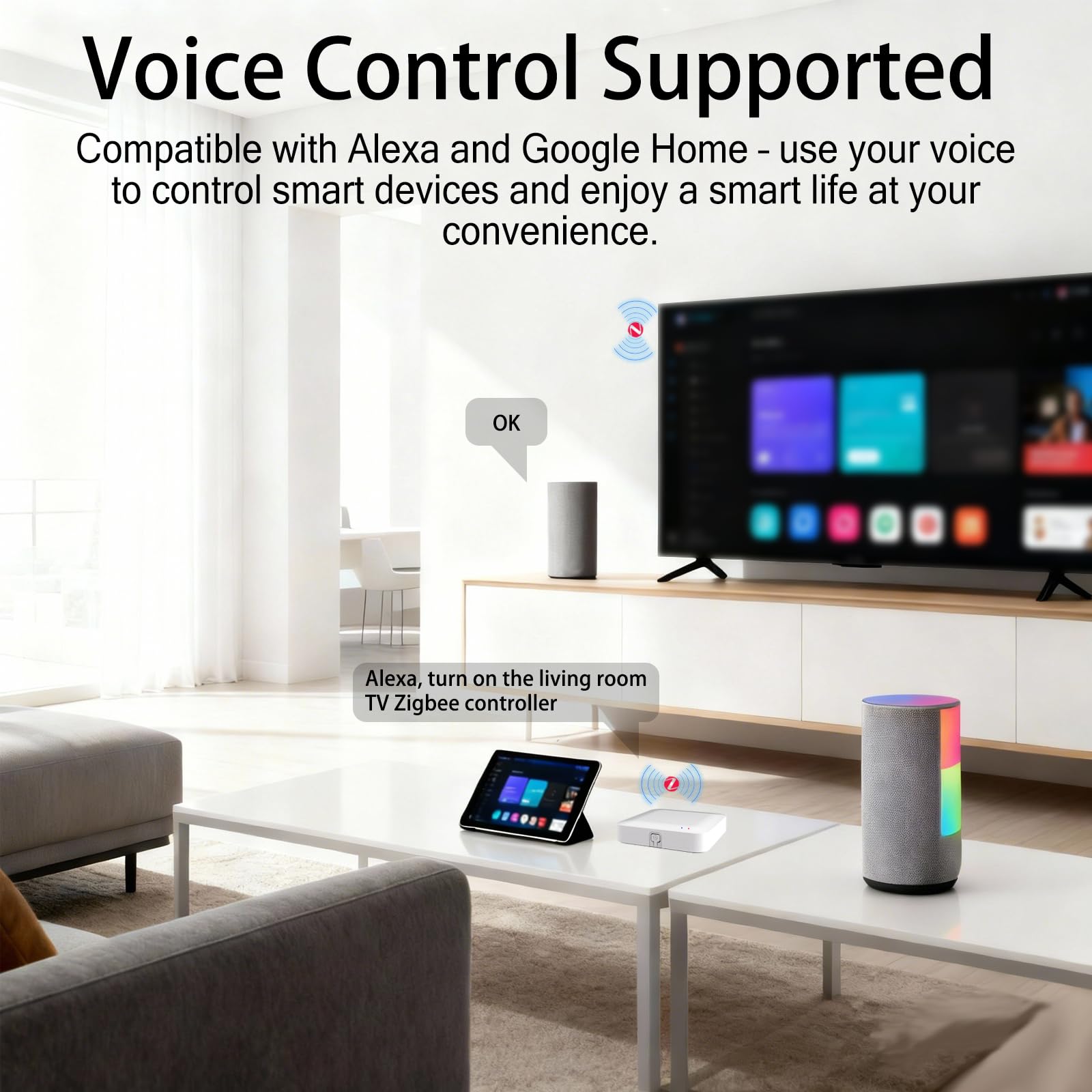 Tuya ZigBee Hub 3.0/passerelle filaire, télécommande WiFi Smart Home, fonctionne avec l'appareil intelligent Tuya ZigBee, blanc