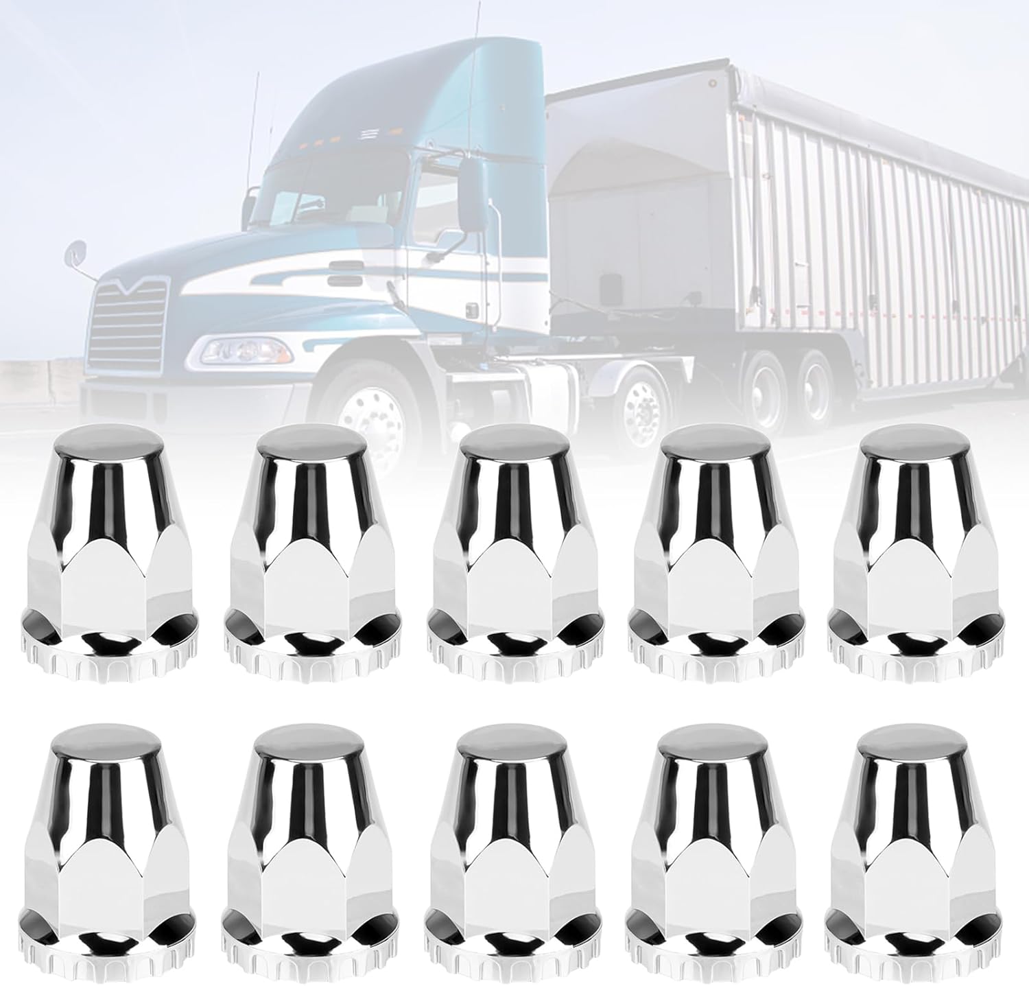 10 pcs of 33mm Chrome Standart Screwon Lug Nut Covers for Volvo (VNL