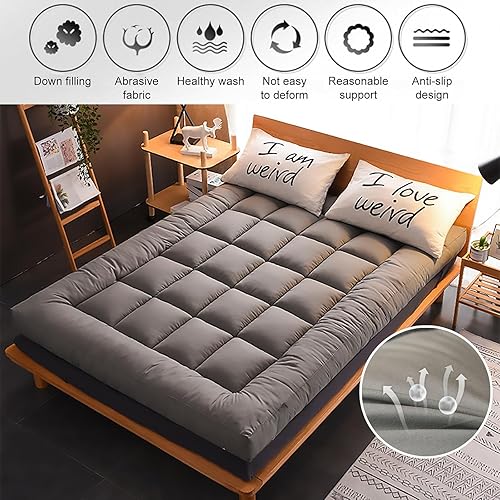 Miniatura 5 de Colchón japonés para el suelo, colchón futón, espuma de alto soporte, plegable, enrollable, tapete de tatami Shikibuton de 4 pulgadas de grosor para