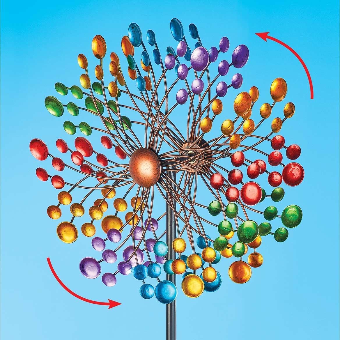 Gajula.Enterprises Double Rainbow Wind Spinner – 60" H x 14" Dia. Garden Stake