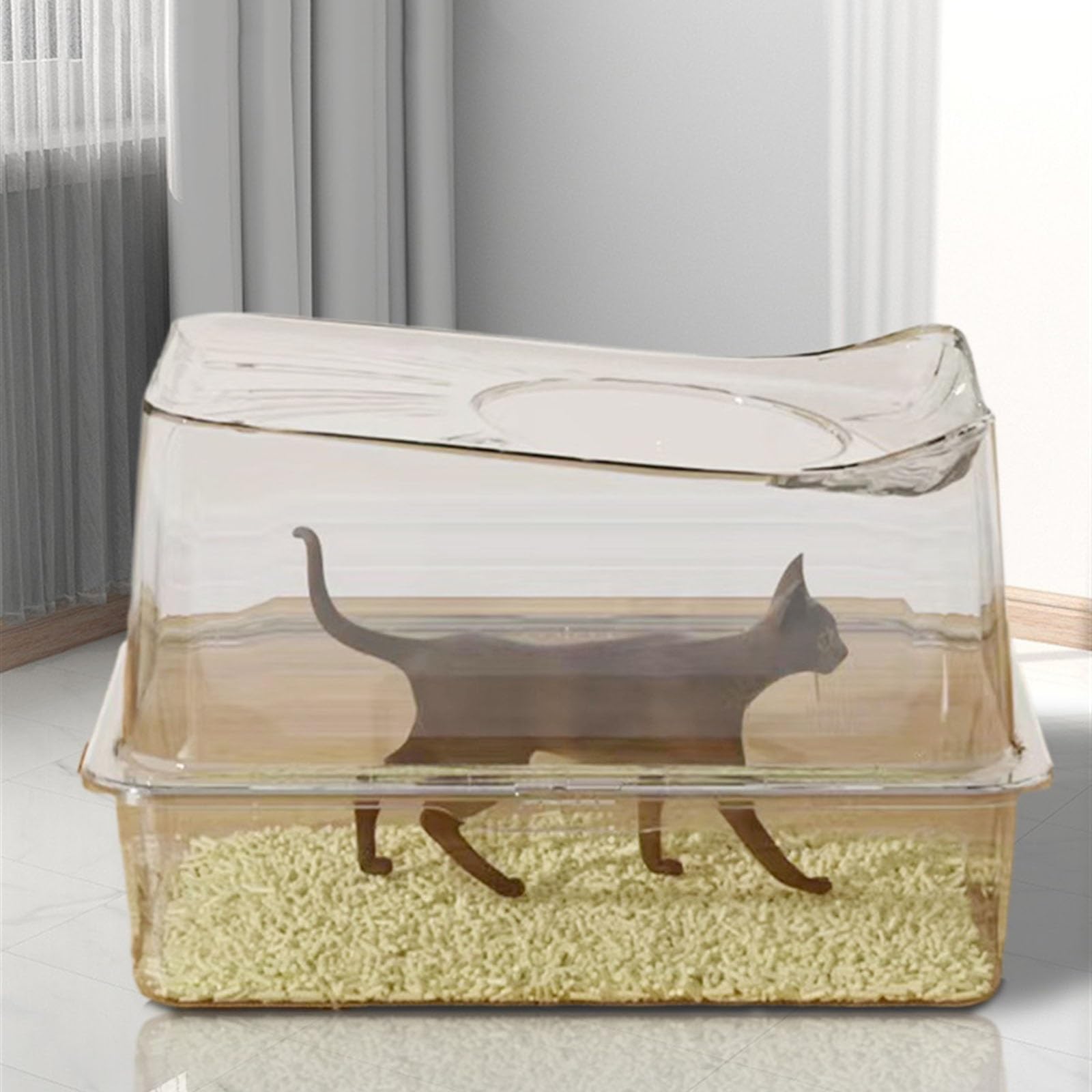Exclusivo para Gatos y Perros Caja de Arena for Gatos Acero Inoxidable con Entrada Superior XL y Tapa, Caja Metal Pala for Grandes, Antiadherente, fácil Limpiar para Interiores(Pink)