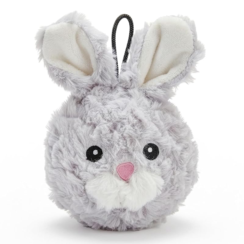 Brinquedo com Apito para Cães em Nylon e Plush Coelho Cinza Pet Lou 10,16 cm