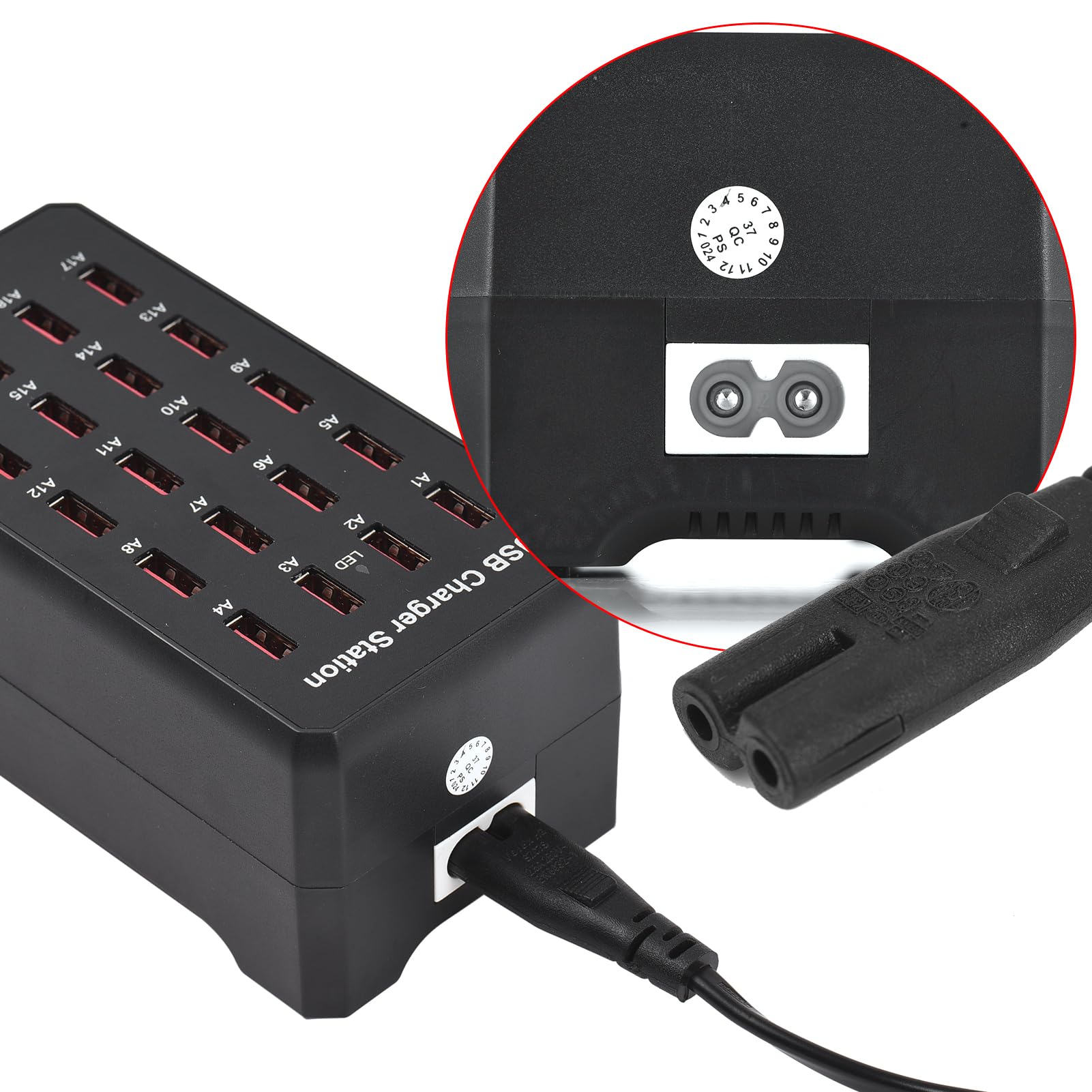 docooler Caricatore USB C Blocco di porte multiple Caricatore USB intelligente da 20 porte da 100 W Caricatore rapido USB C Hub di ricarica USB per più dispositivi Protezione di sicurezza