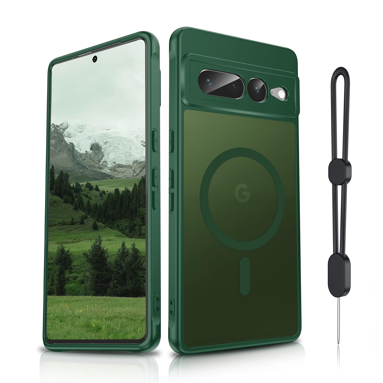 Dizn for Google Pixel 7 Pro Phone Case:[Not Fit Pixel 7],with Wrist Band,Fit for MagSafe,Matte Translucent Slim &amp; Military Grade Anti Shock for Pixel 7 Pro,Green