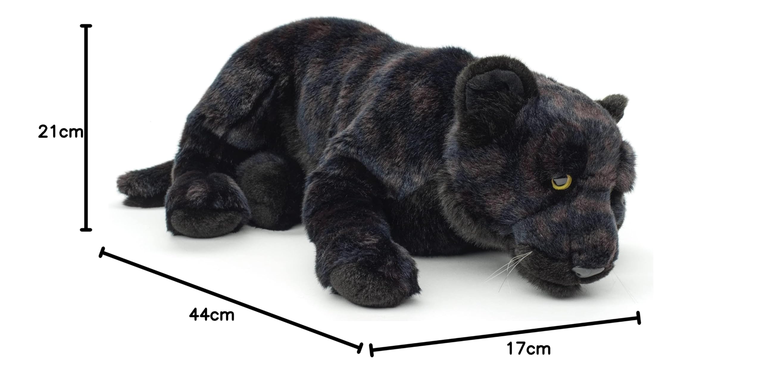 Uni-Toys - Schwarzer Panther, liegend - 44 cm (Länge) - Plüsch-Wildtier - Plüschtier, Kuscheltier