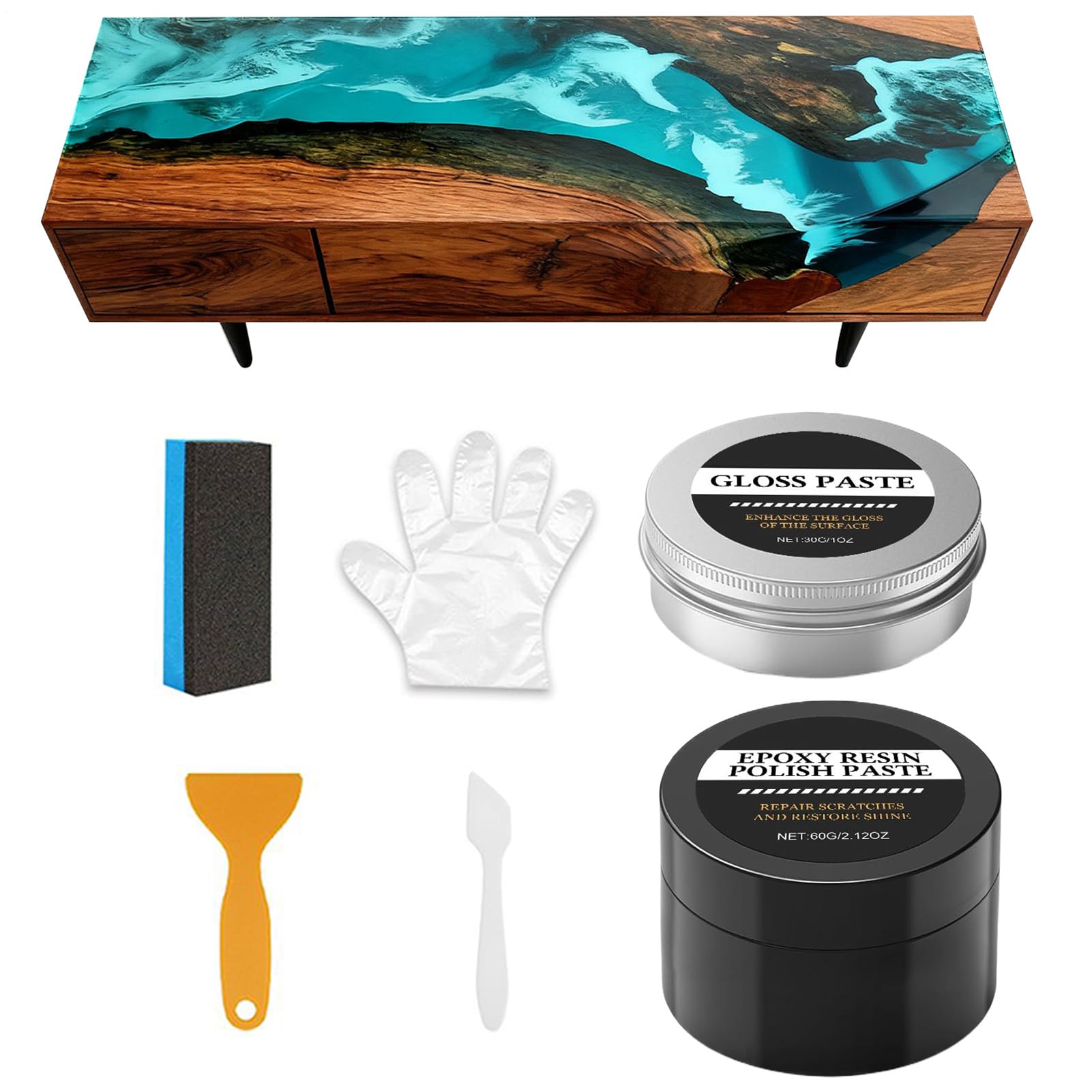 Kit Per Lucidatura Resina - Crema Restauro Lucentezza | Composto Lucidante Per Resina Epossidica - per Principianti Professionisti Casa Progetti Artistici Decorazioni Tavolo Modelli