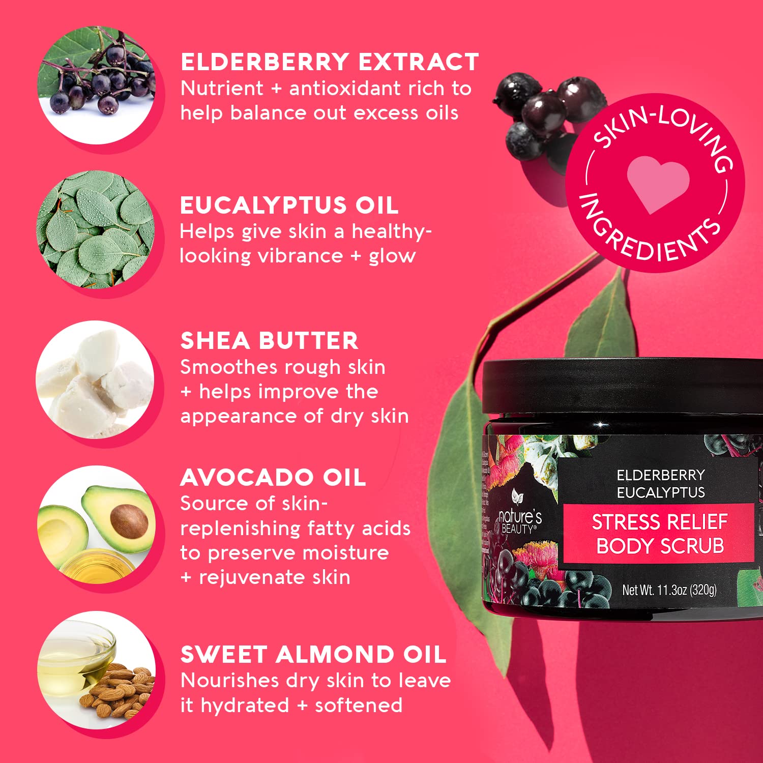 Nature's Beauty Sugar Body Scrub with Shea Butter and Nourishing Oils