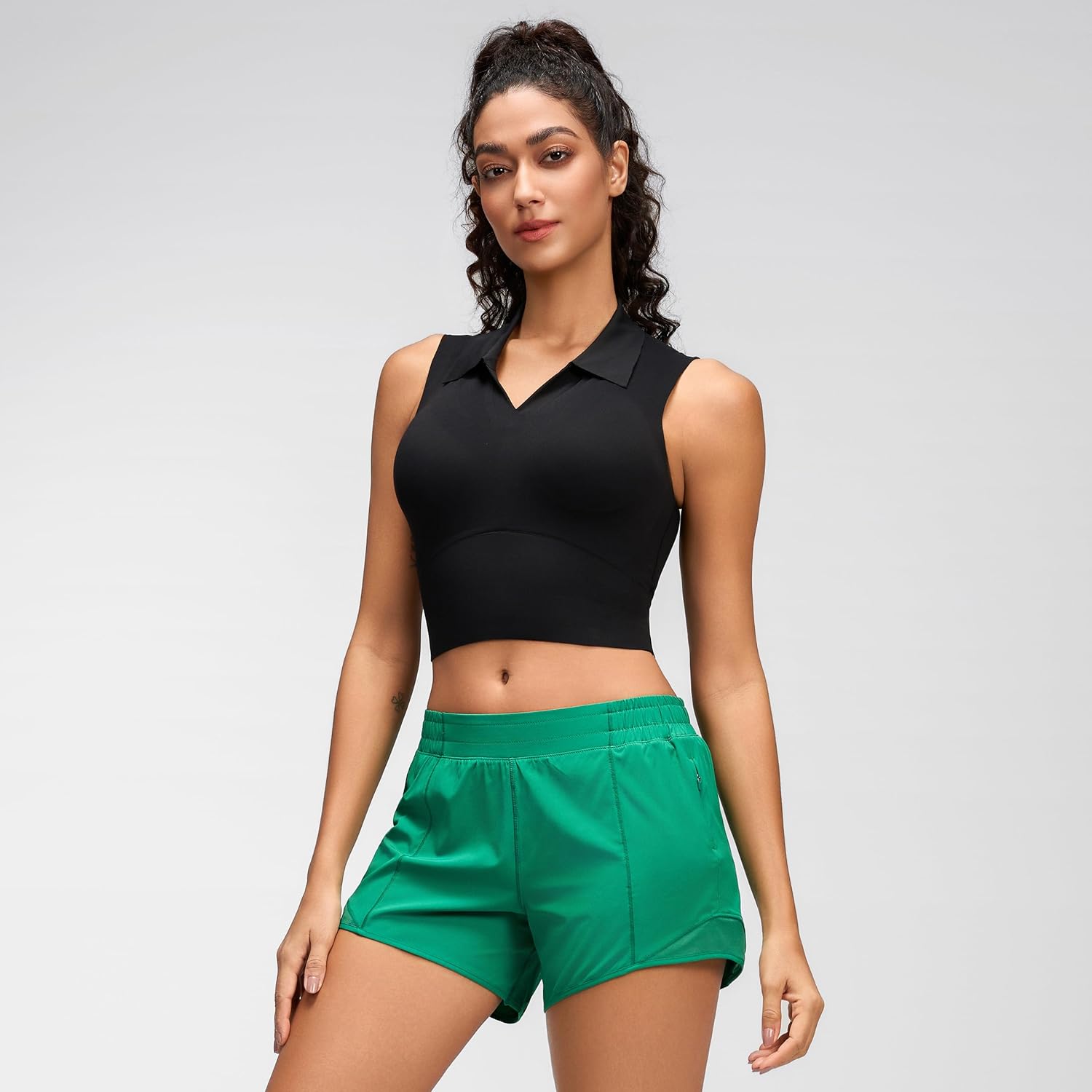 MCEDAR Women's Low Waisted Running Shorts 4" with Mesh-Lined Active Workout Quick Dry Gym Athletic Sports Short Zip Pocket - Image 3