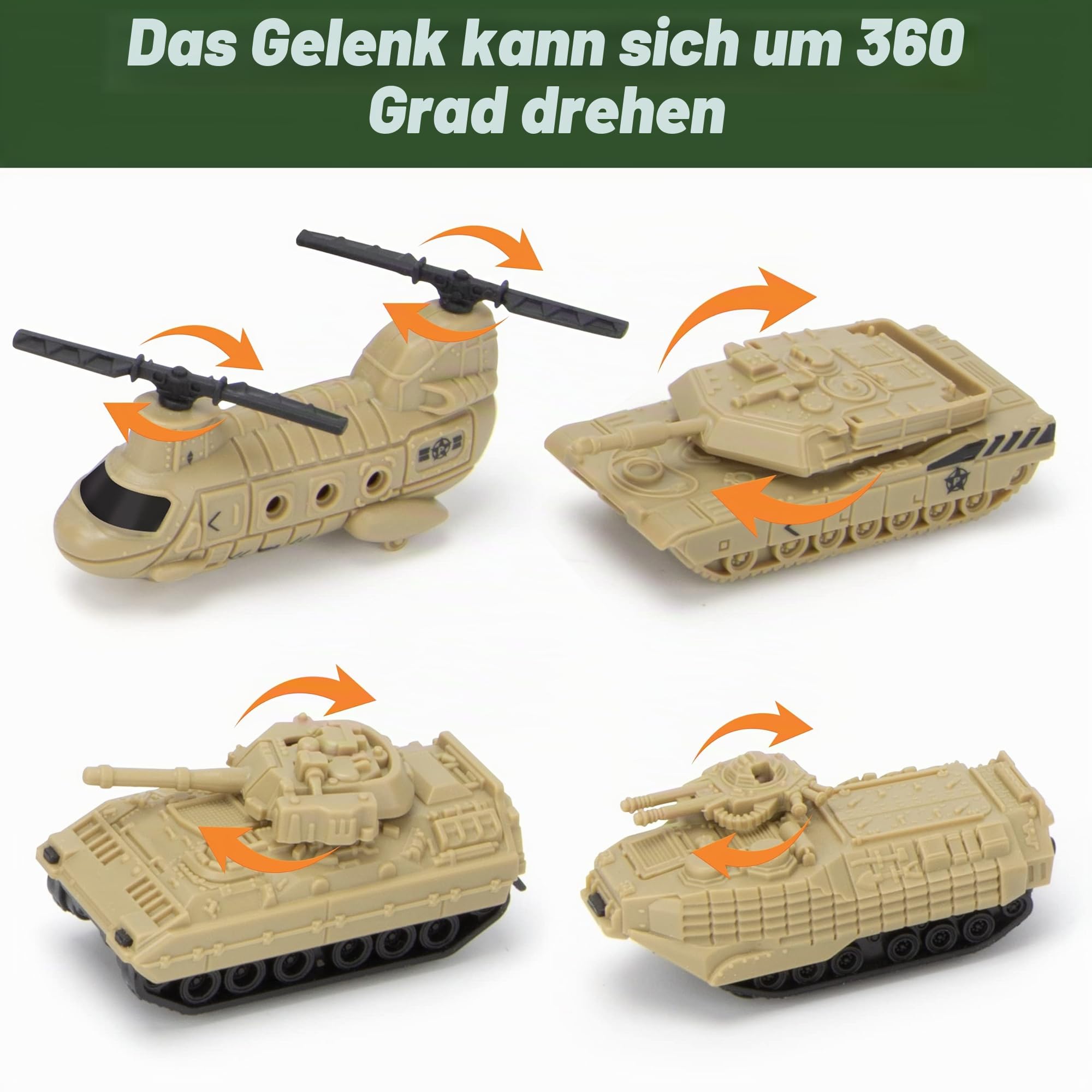 XDUOYJOY Militär Panzer LKW Spielzeug mit 13 Fahrzeugen, Hubschrauber Kampfjet Spielmatte Soldaten Figuren, Geburtstagsgeschenk für Jungen ab 3 Jahren