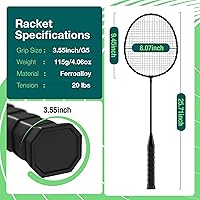 Vista 4 de Badminton Rackets Set, Lightweight & Durable Badminton Set (Includes 6/12 Racquets, 6/12 Birdies), Outdoor Backyard & School Games for Adults