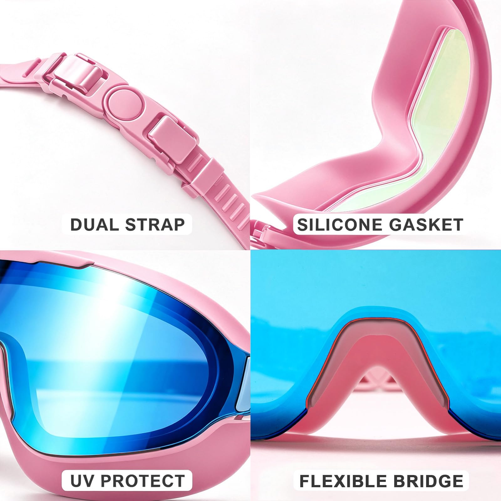 Occhialini da nuoto, grandangolo, anti-appannamento e anti-UV, a prova di perdite, occhiali da nuoto alla moda per uomini e donne